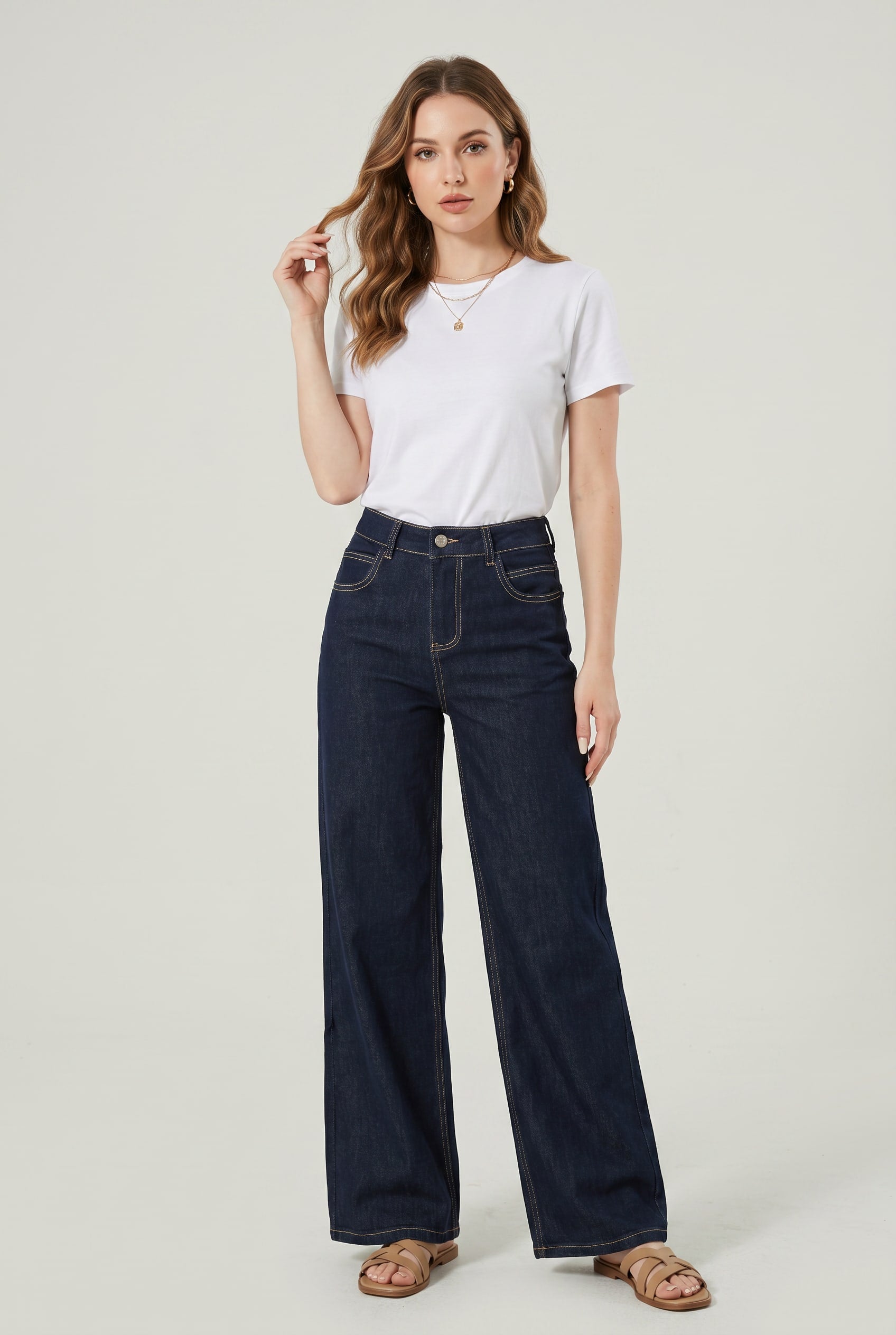 Dark Indigo Wide-Leg Denim Trousers