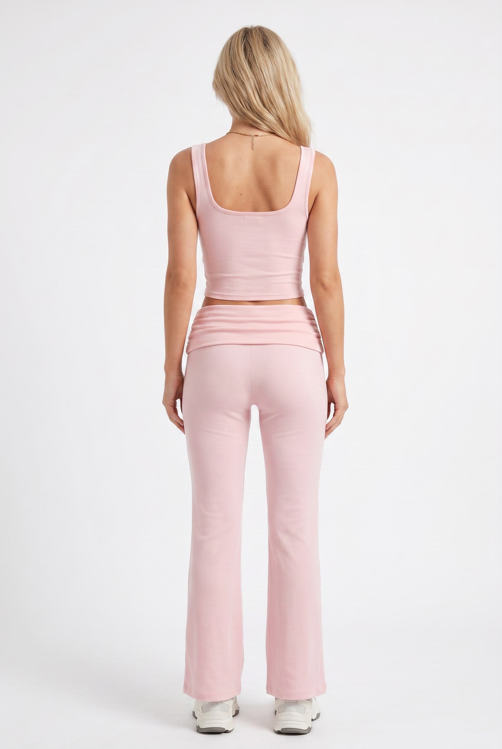 Blush Pink Cropped Tank Flare Set