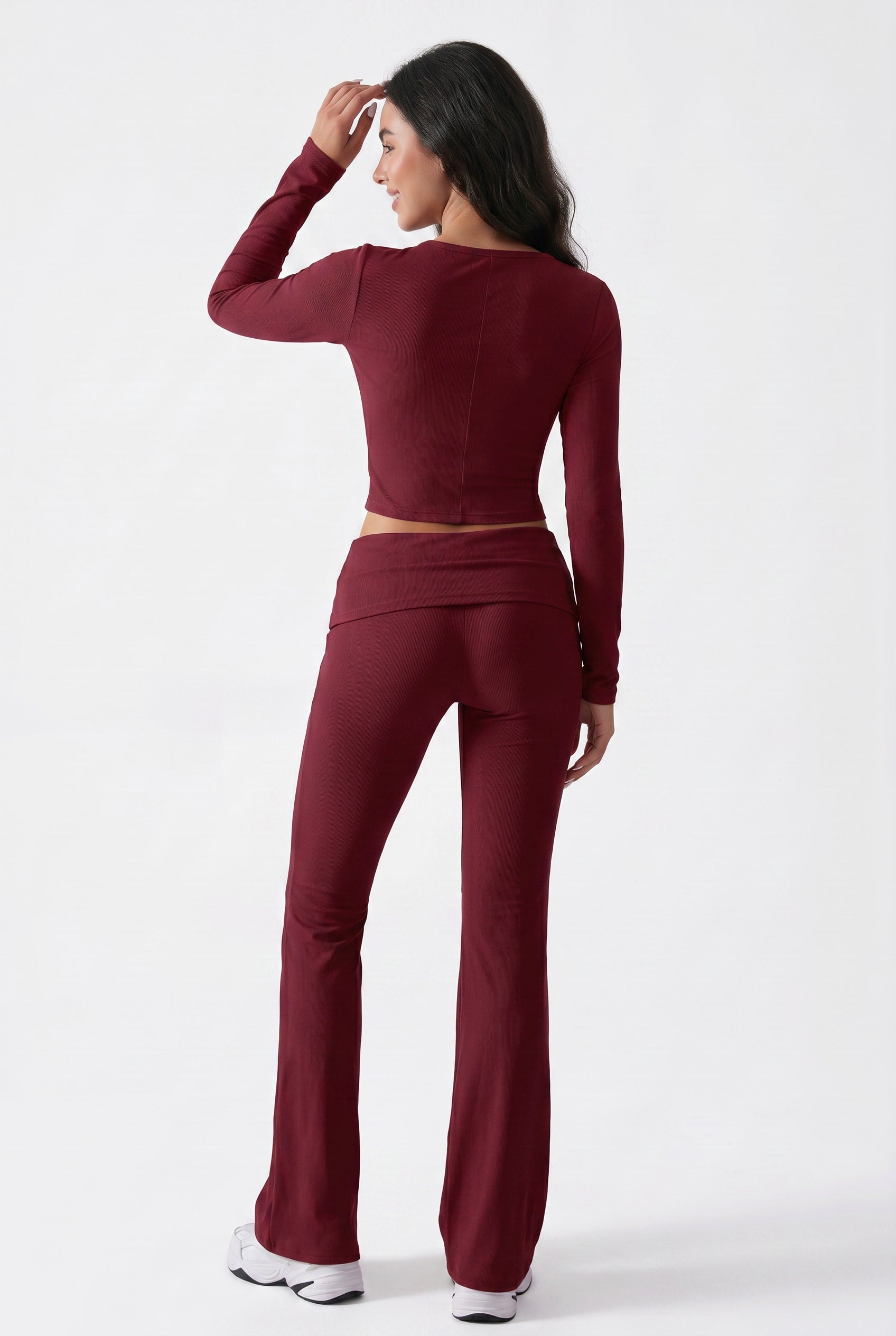 Burgundy Wrap Front Activewear Set