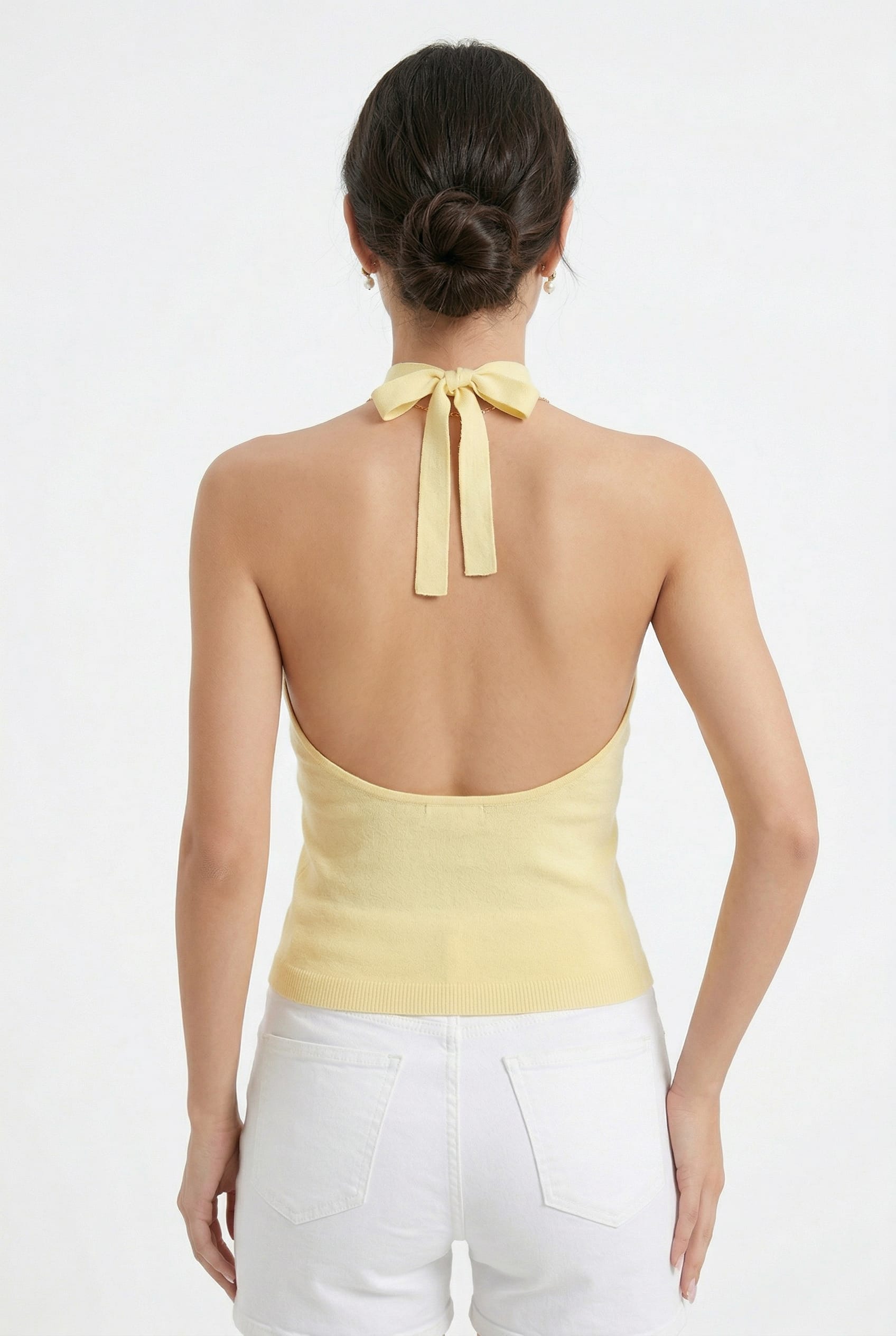 Butter Yellow Halter Knit Top