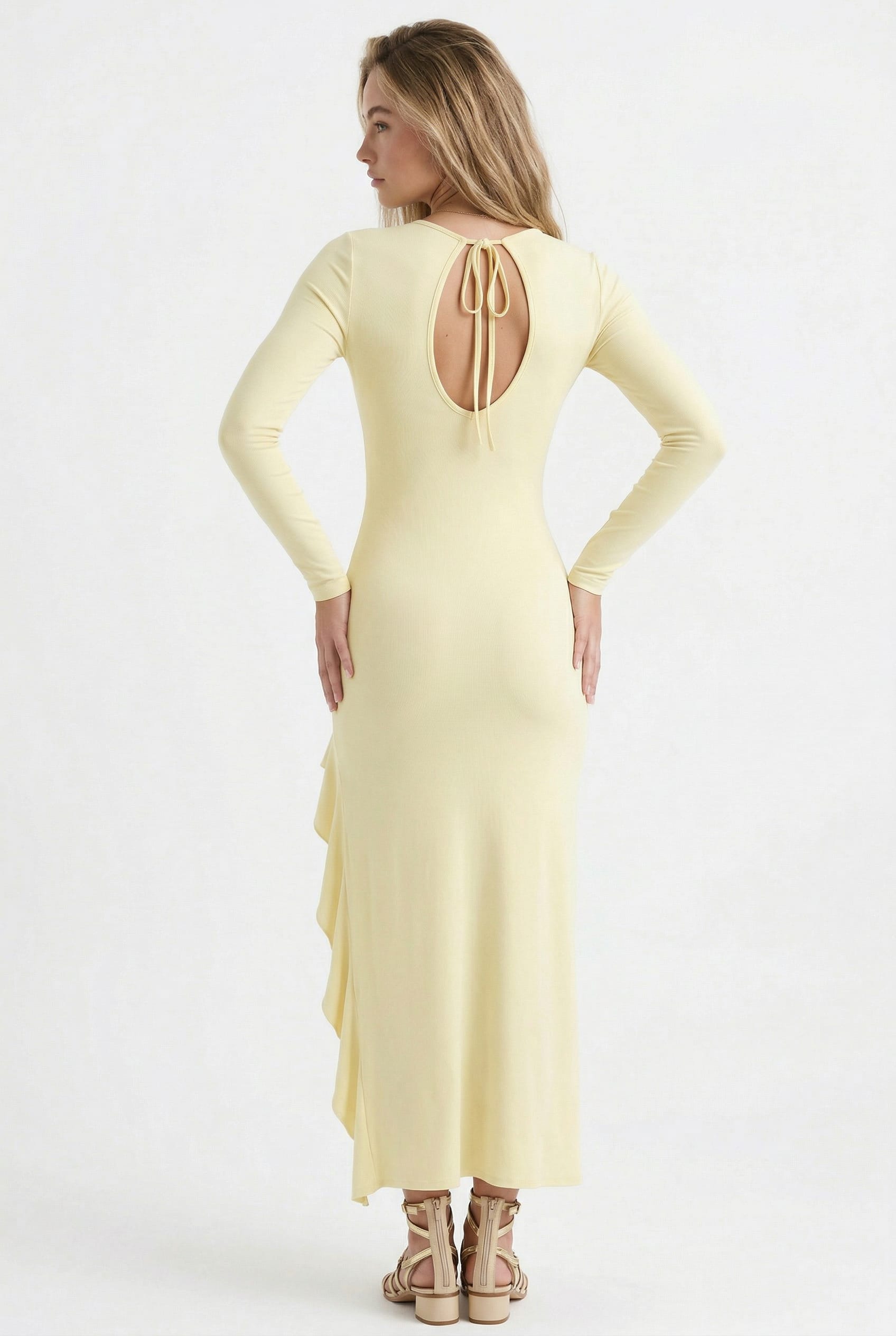 Lemon Yellow Tie-Front Maxi Dress