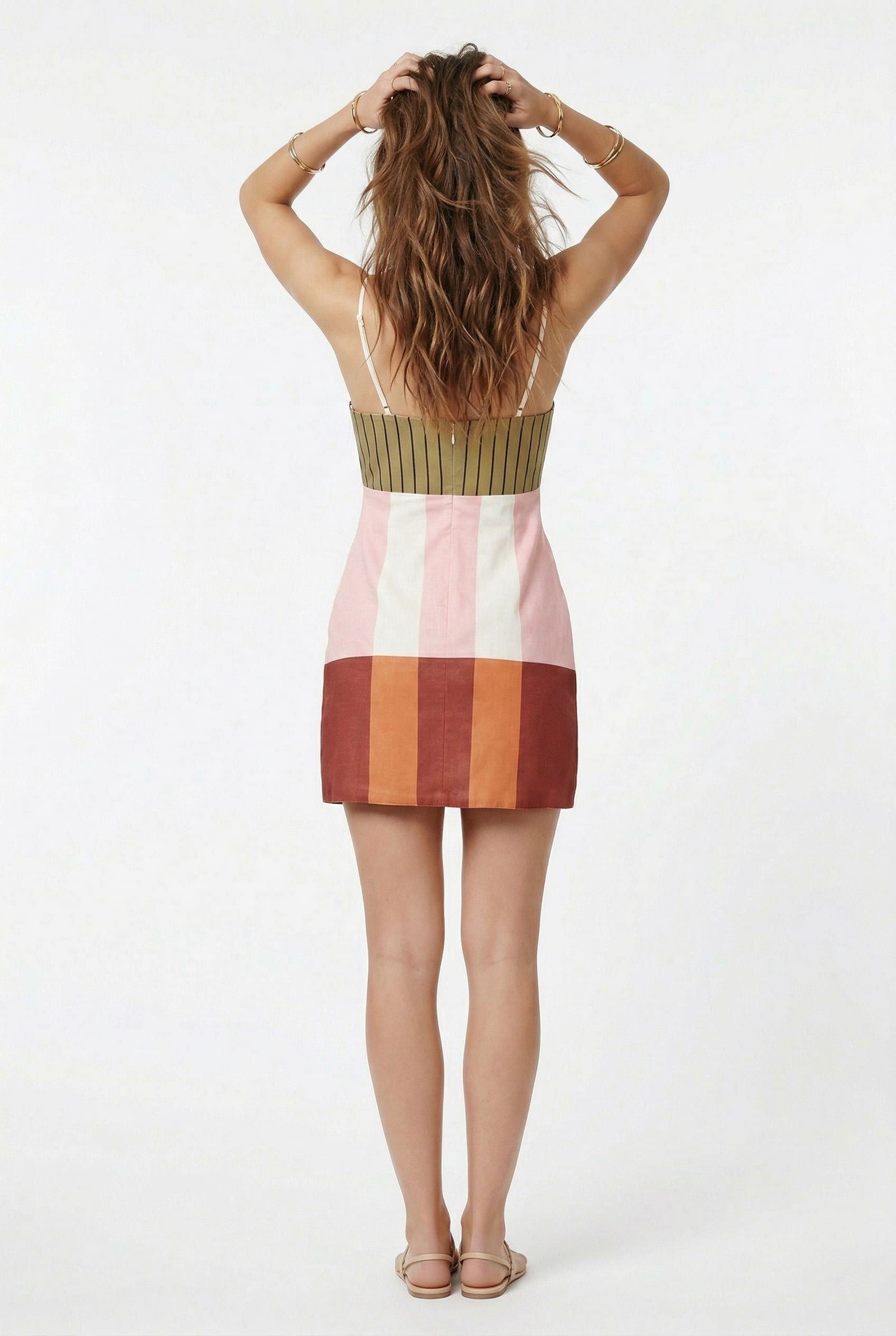 Multicolor Striped Mini Slip Dress