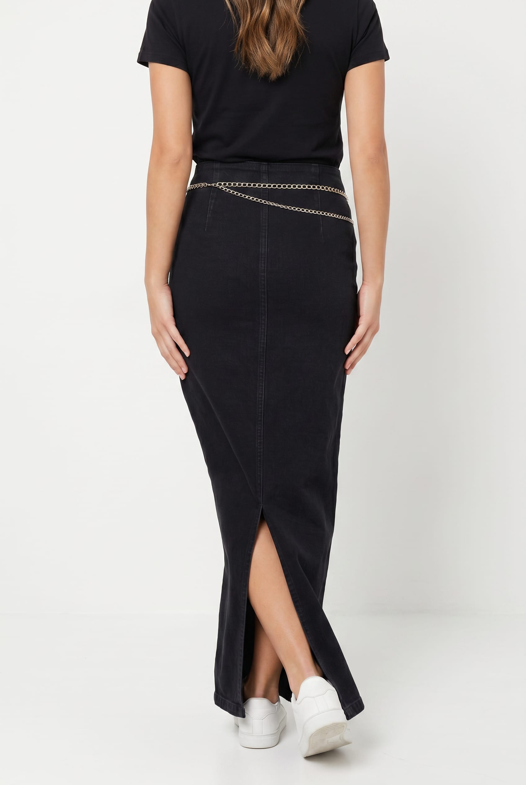 Black Denim Maxi Skirt