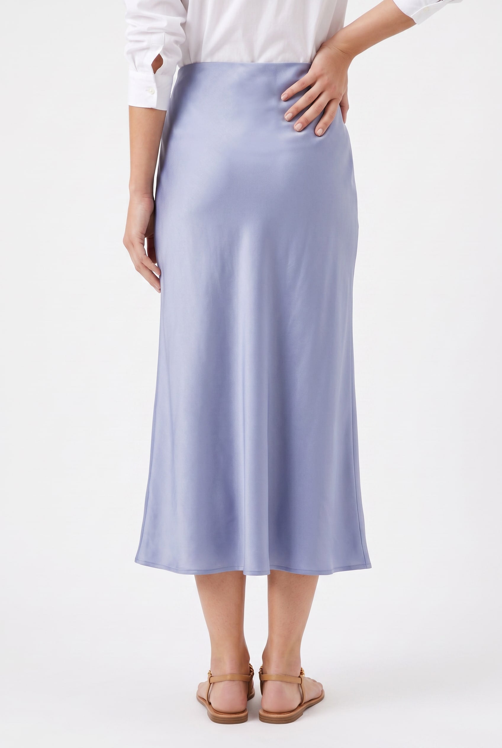 Lavender Satin Midi Slip Skirt