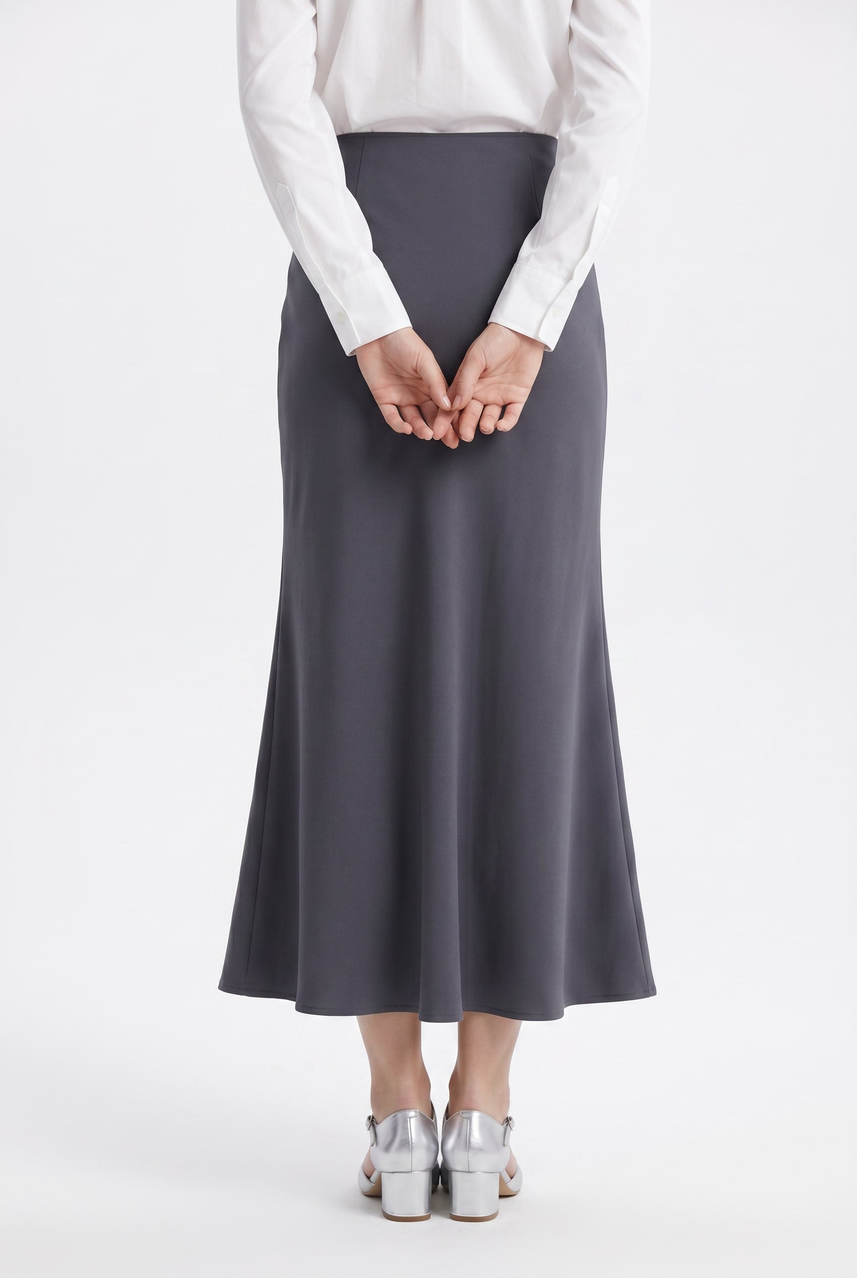 Charcoal Grey Flared Maxi Skirt