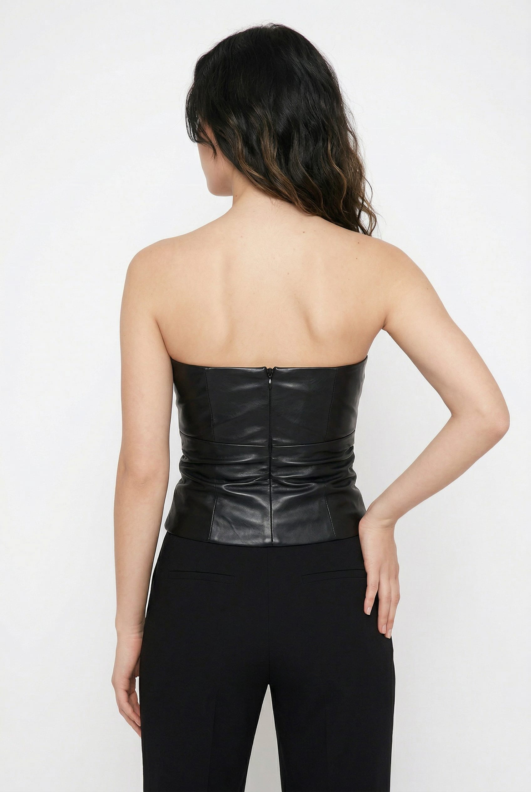 Black Faux Leather Tube Top
