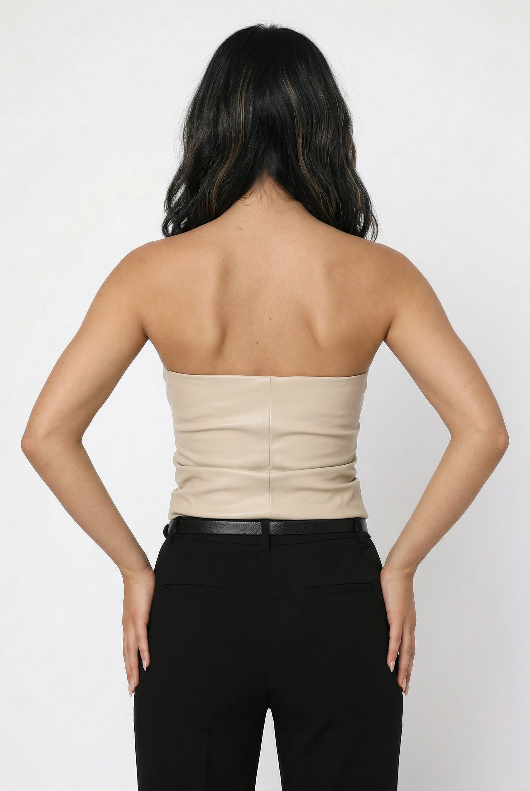 Cream Ruched Bandeau Tube Top