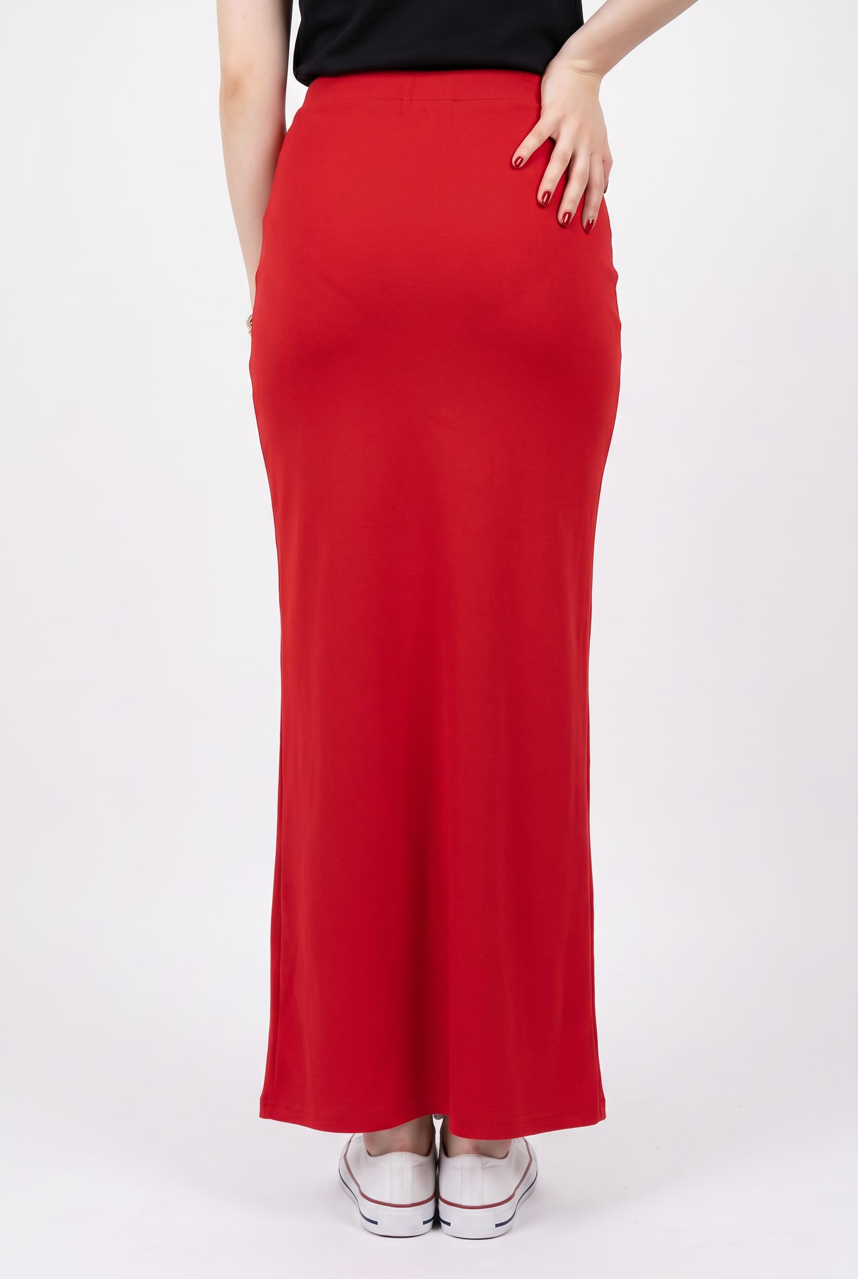 Red Twisted Front Maxi Skirt