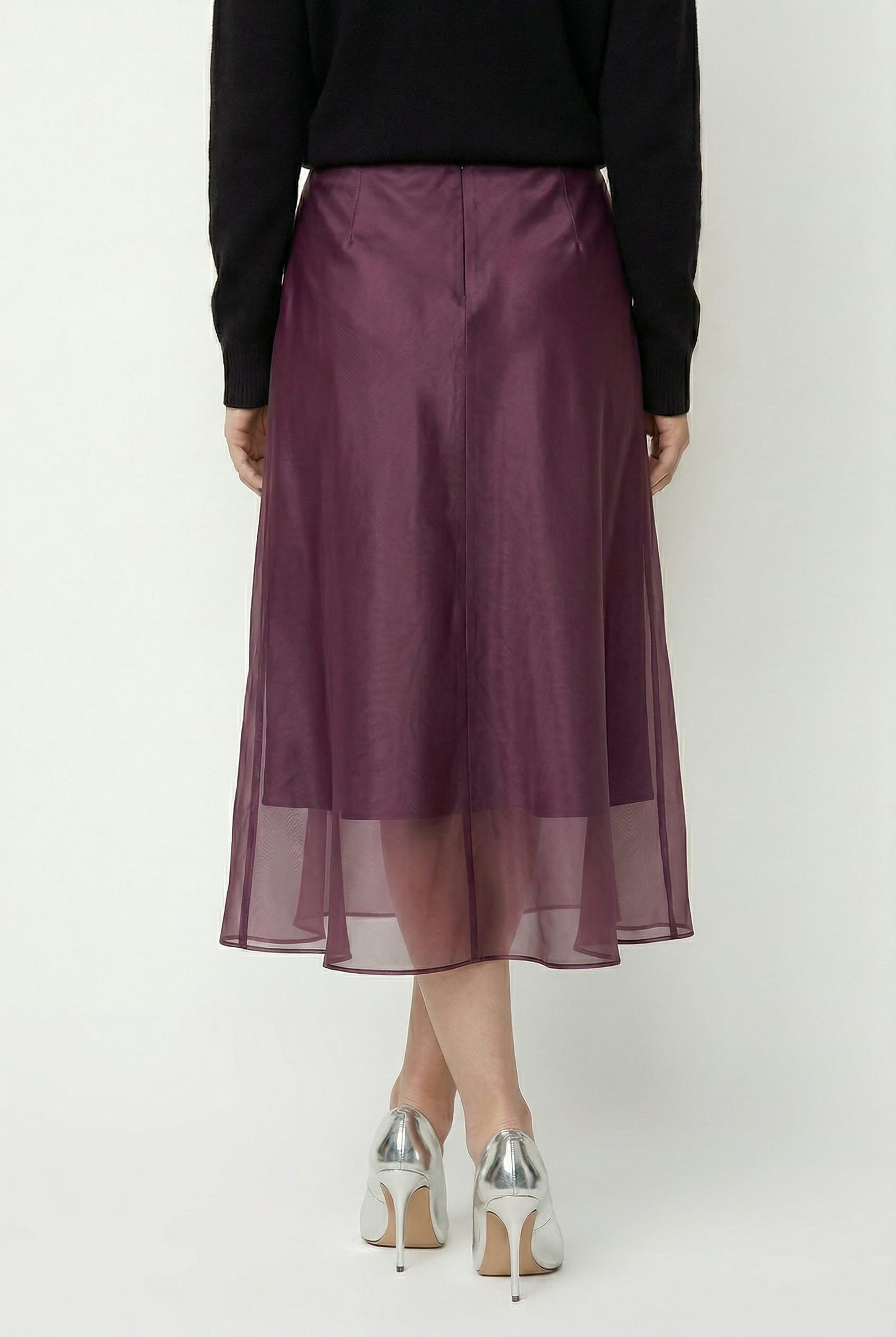 Plum Midi Organza Skirt