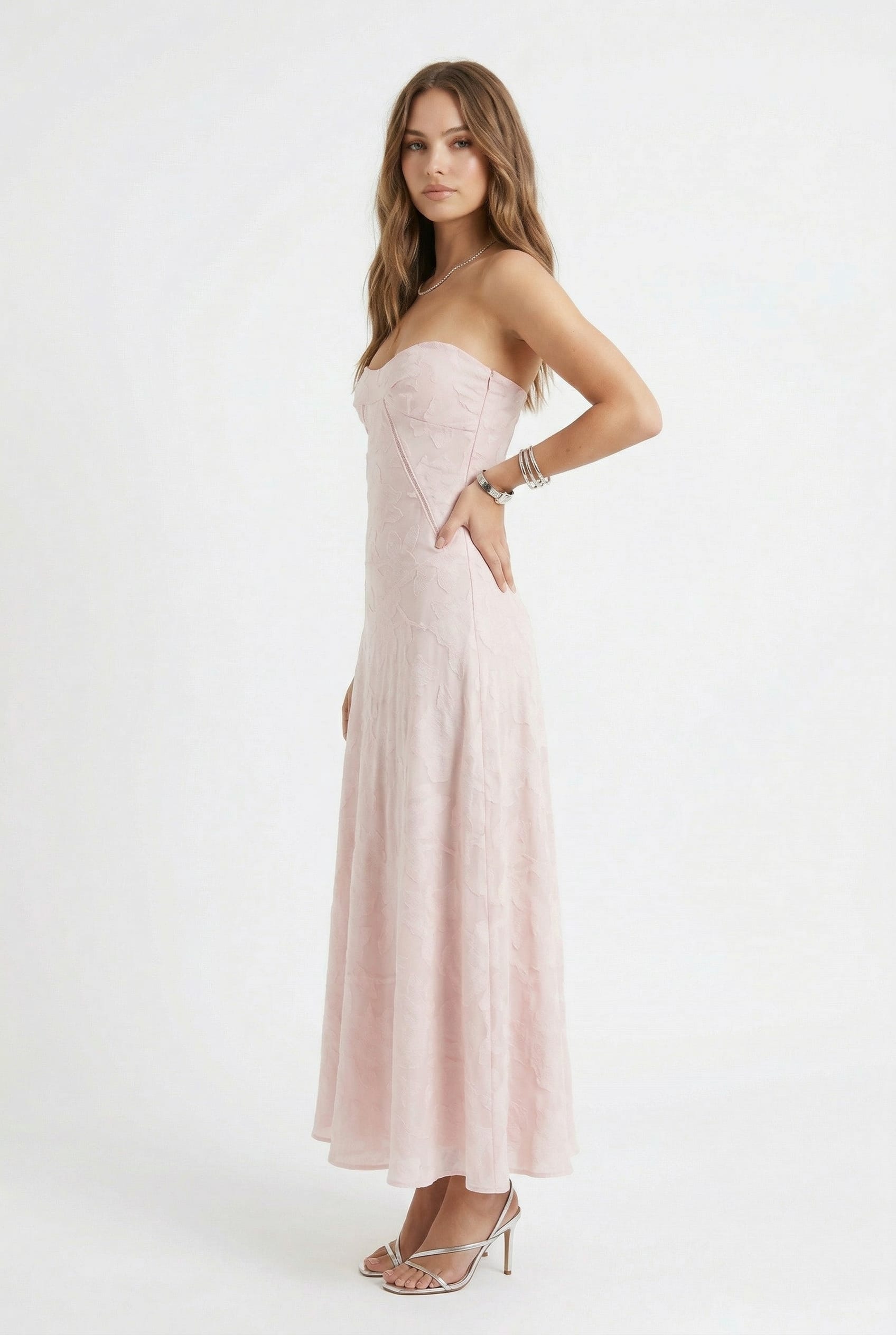 Blush Pink Embroidered Maxi Dress
