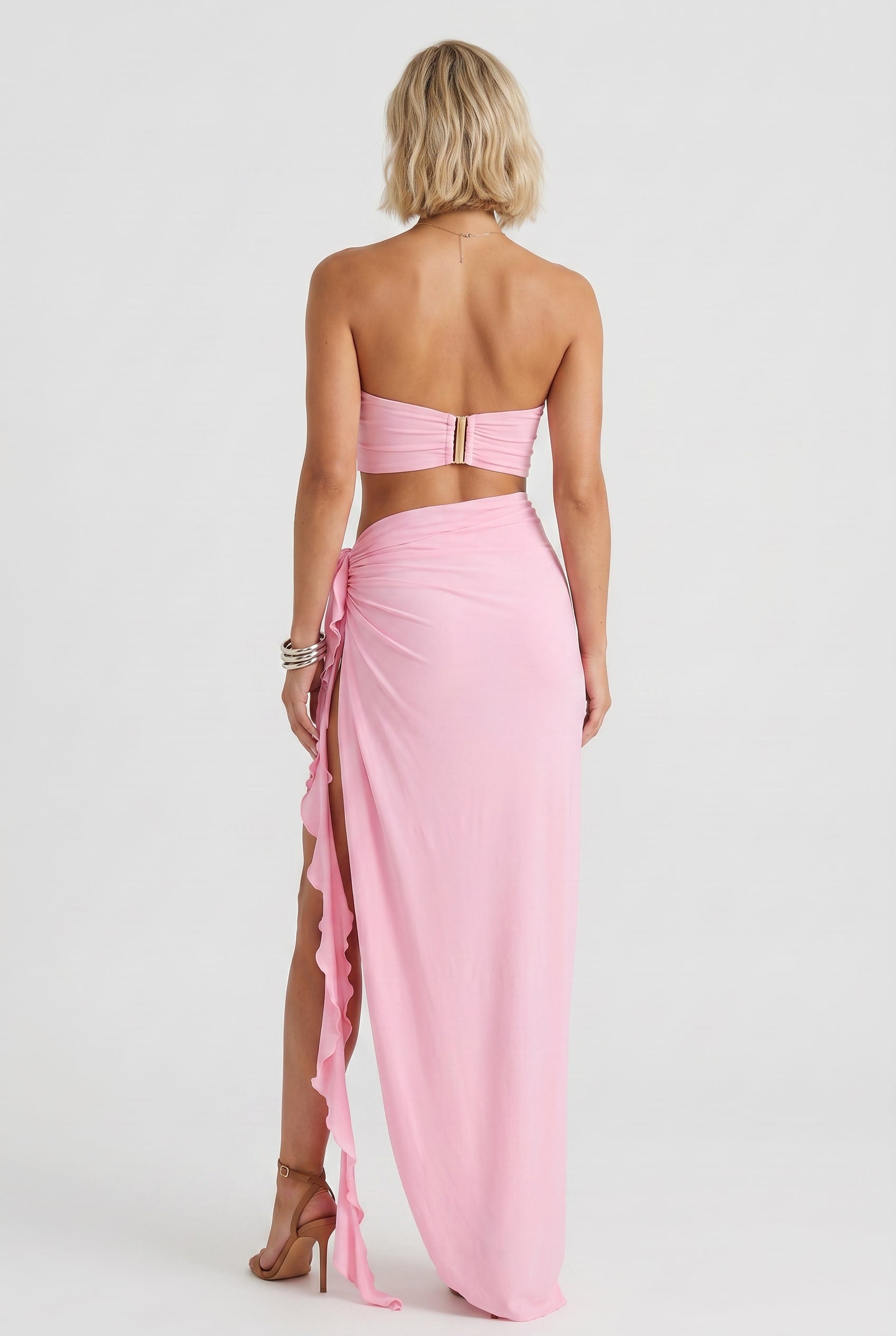 Pink Rosette Bandeau Co-ord Set