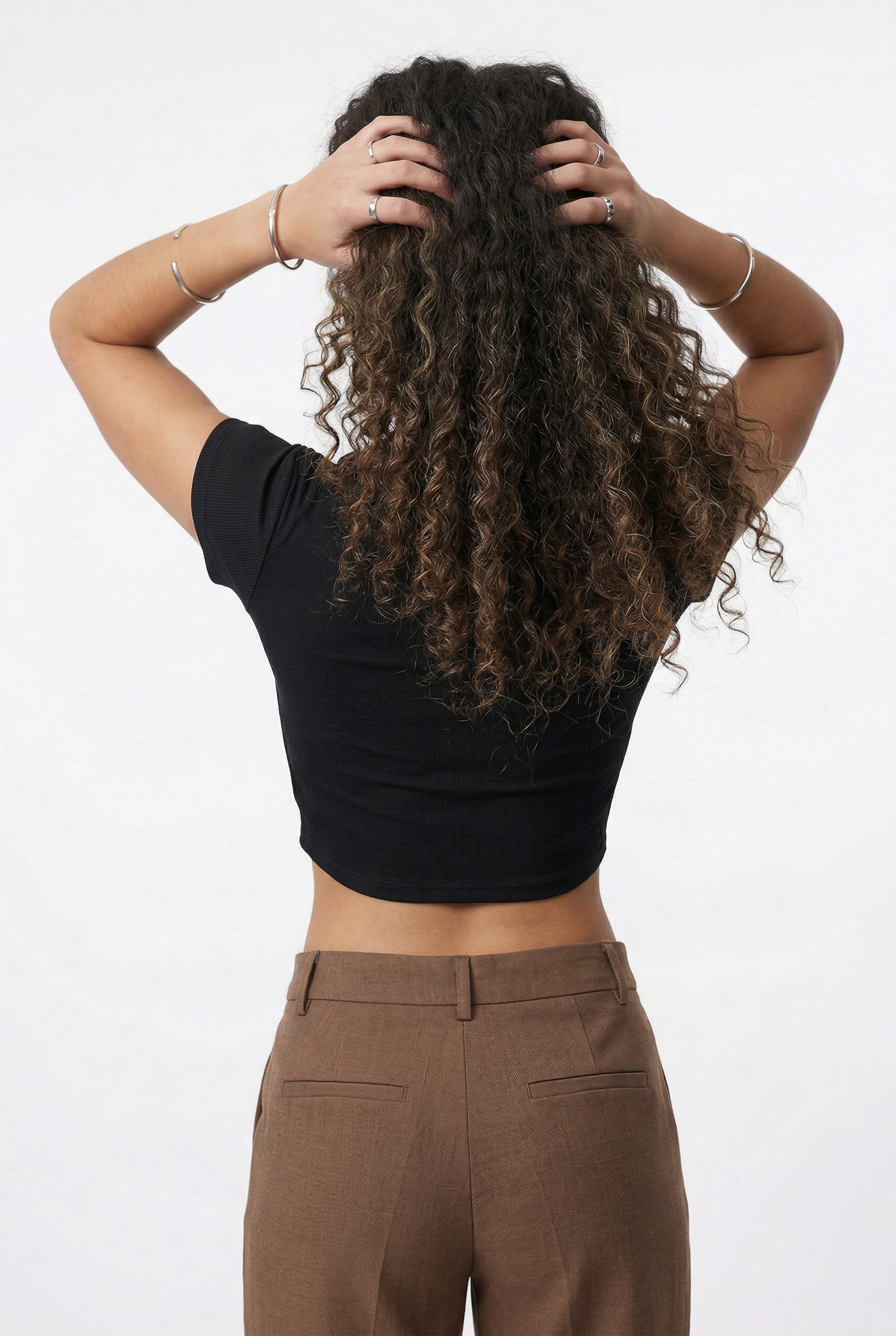 Black Ribbed Tie Front Crop Top