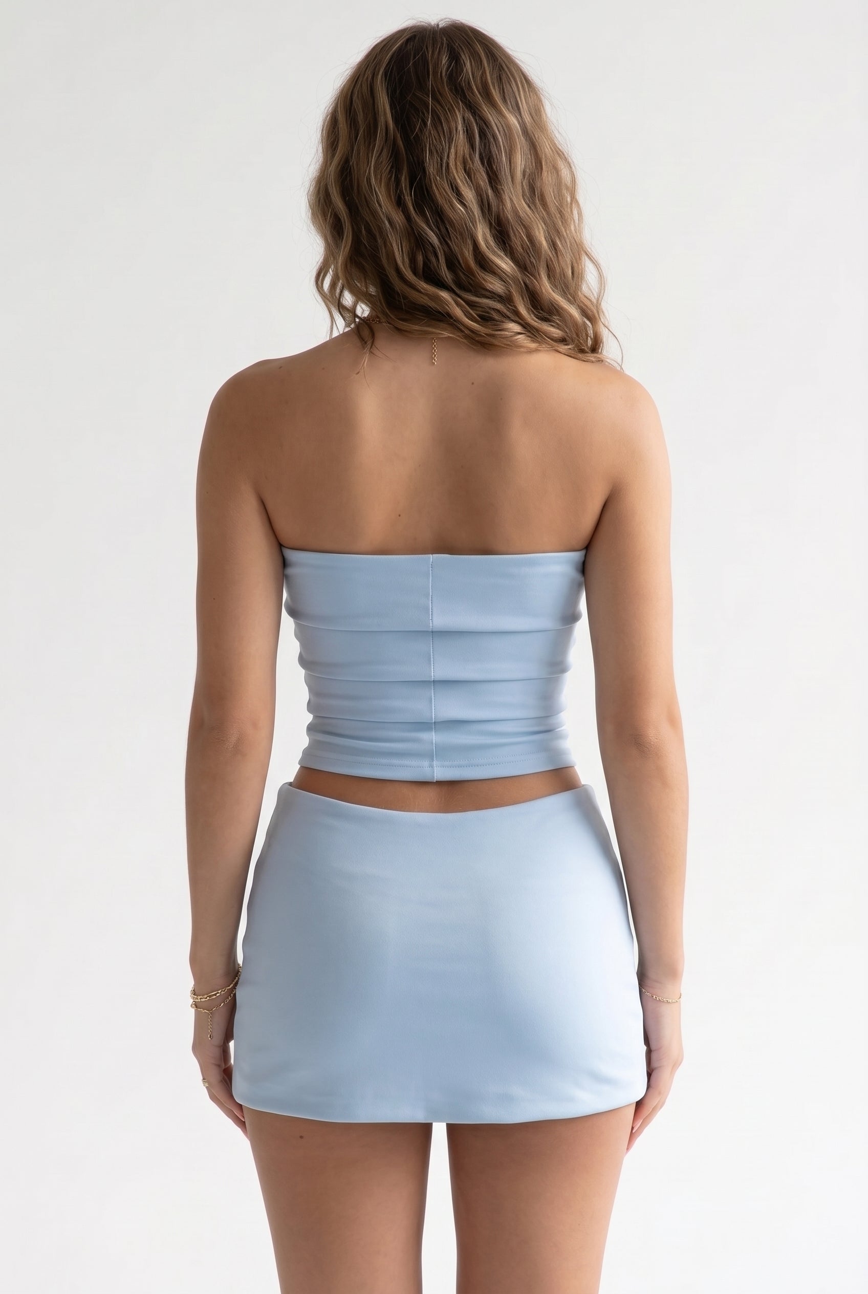 Sky Blue Tube Top Mini Skirt Set