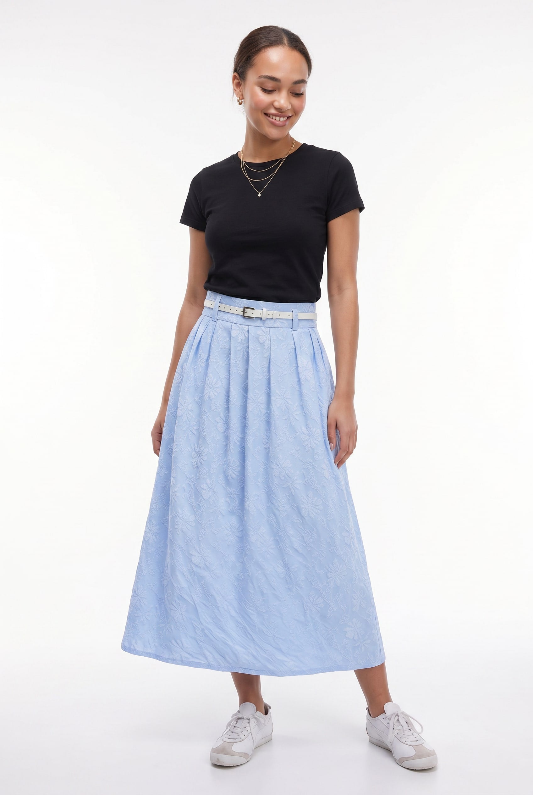 Light Blue Jacquard Maxi Skirt
