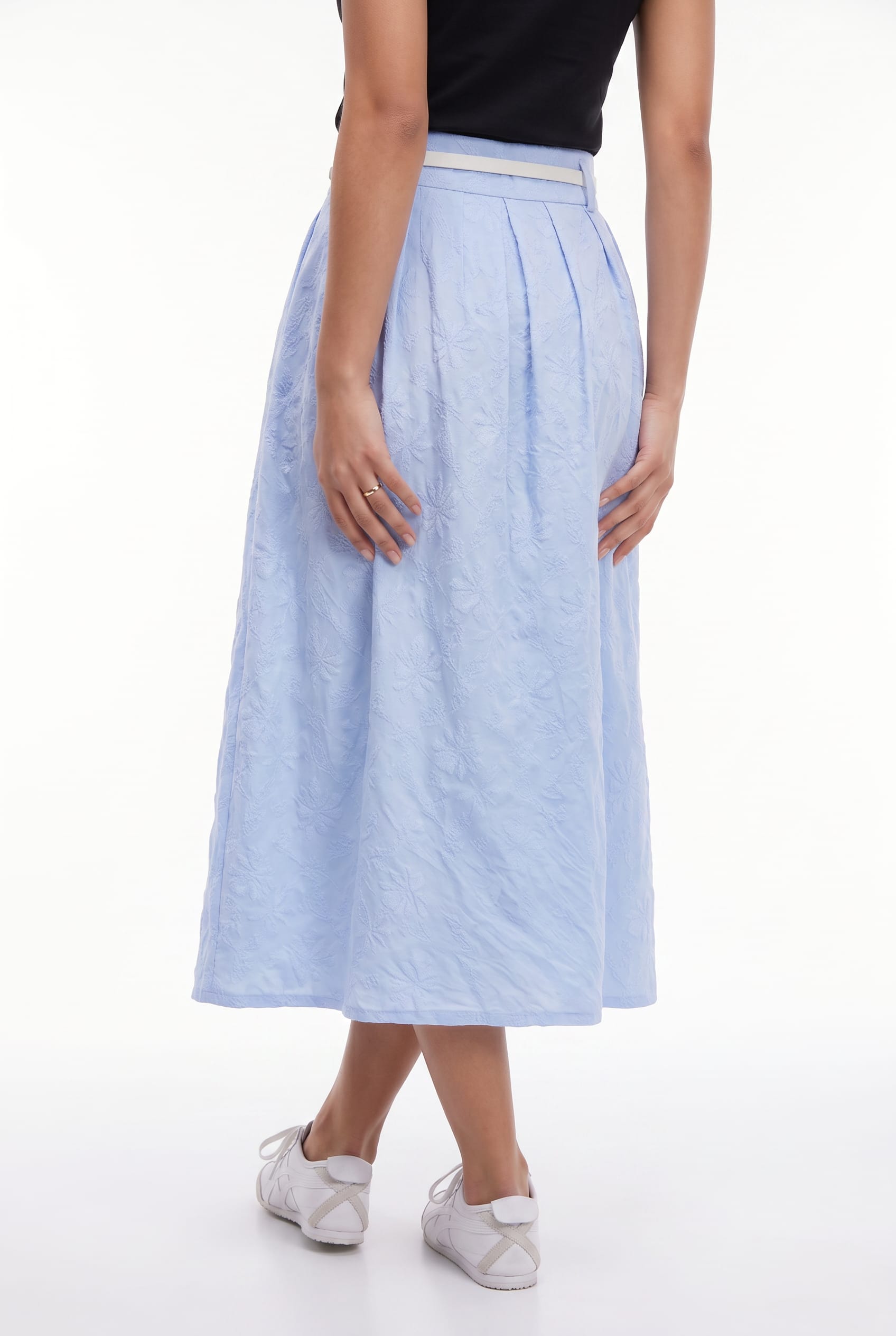 Light Blue Jacquard Maxi Skirt