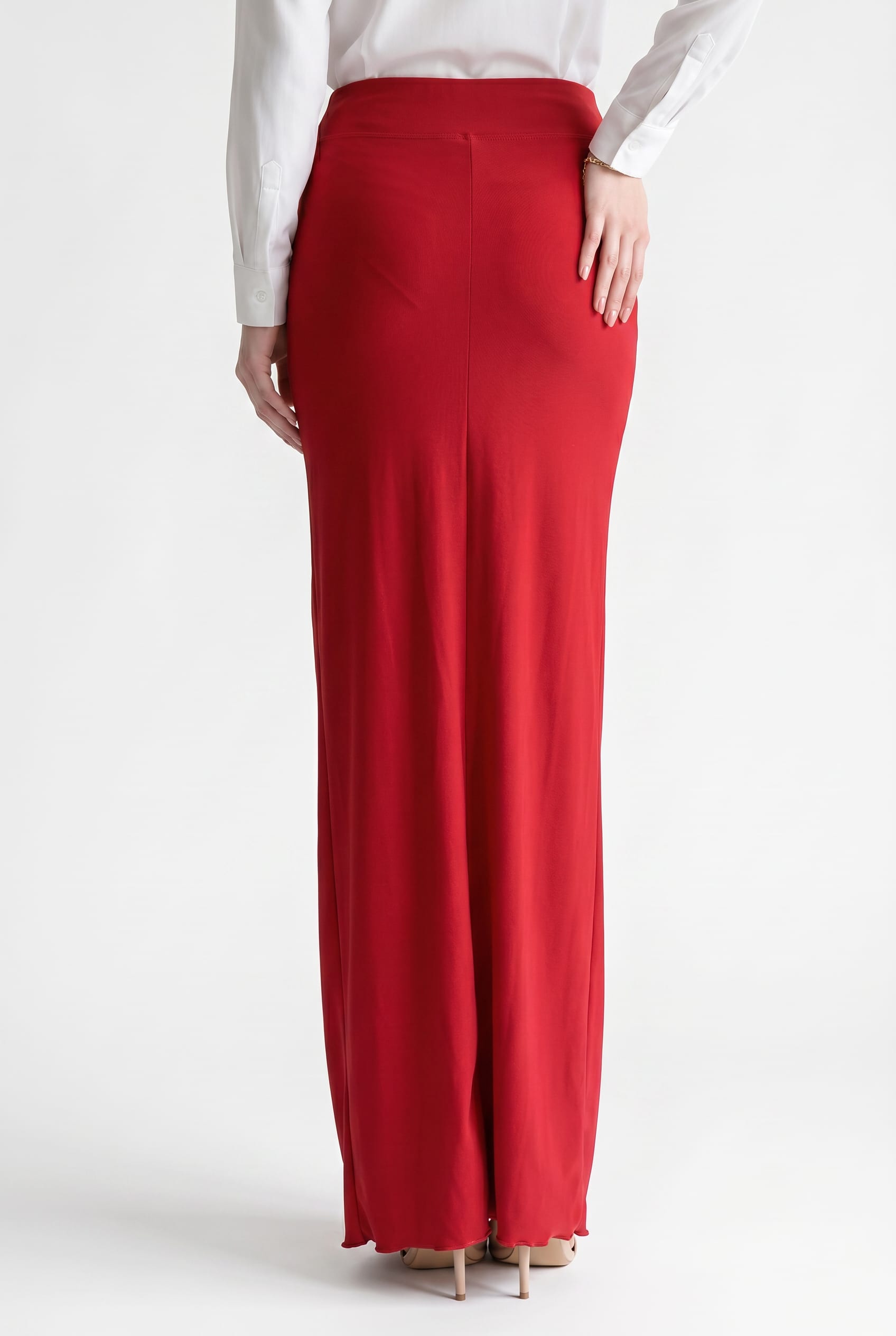 Crimson Red Bias Cut Maxi Skirt