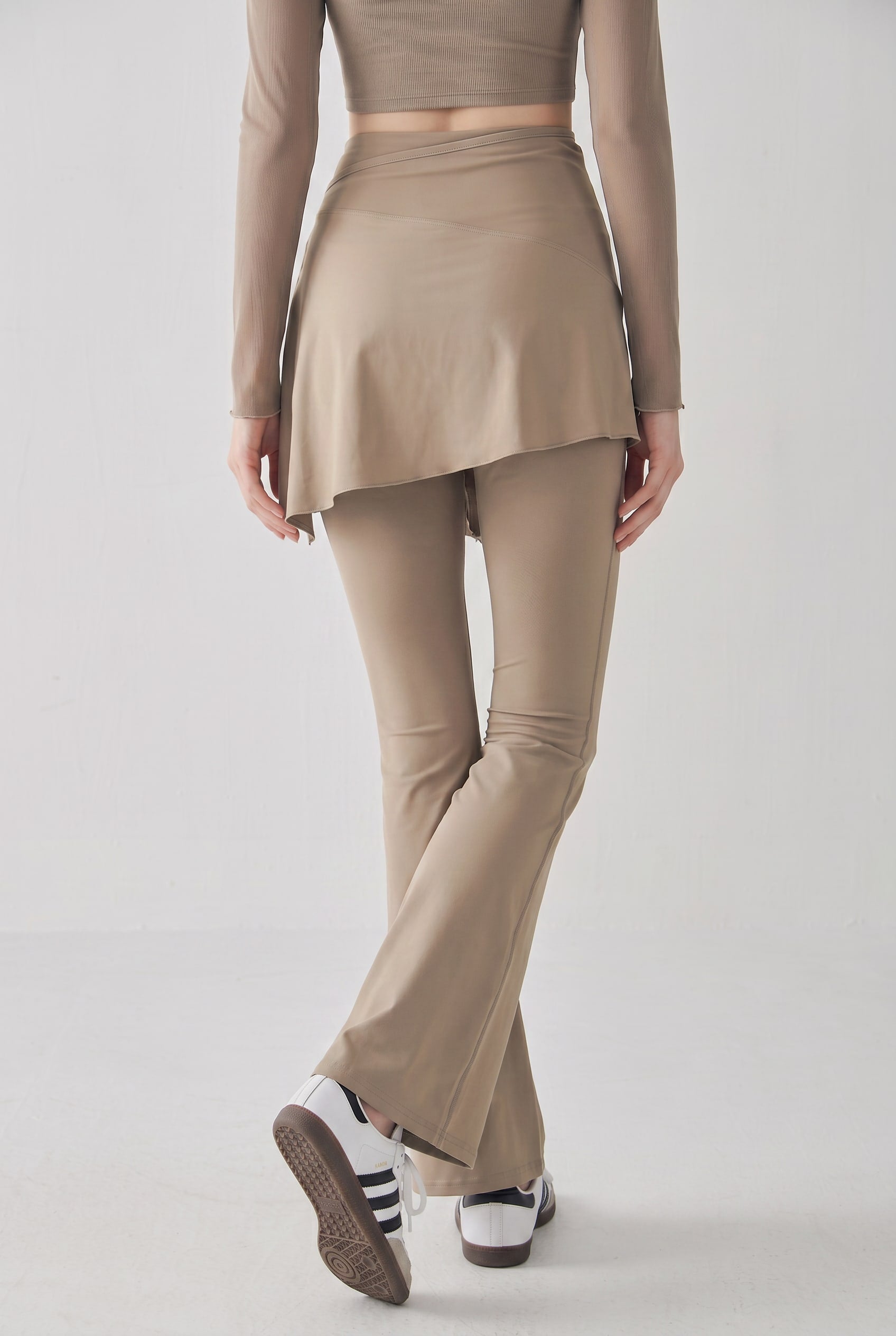 Taupe Long Sleeve Crop Top Set