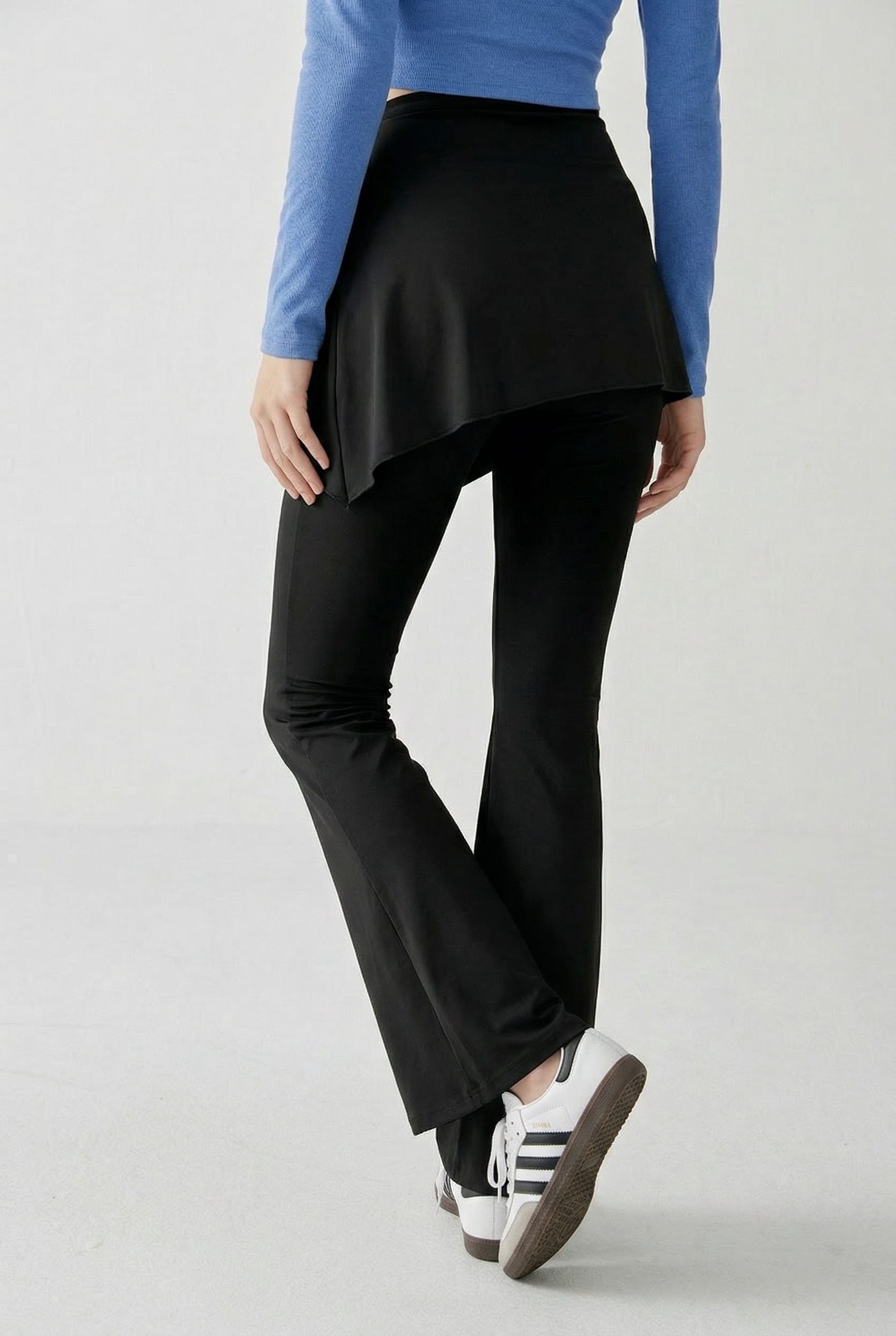 Black Flared Pants with Wrap Skirt