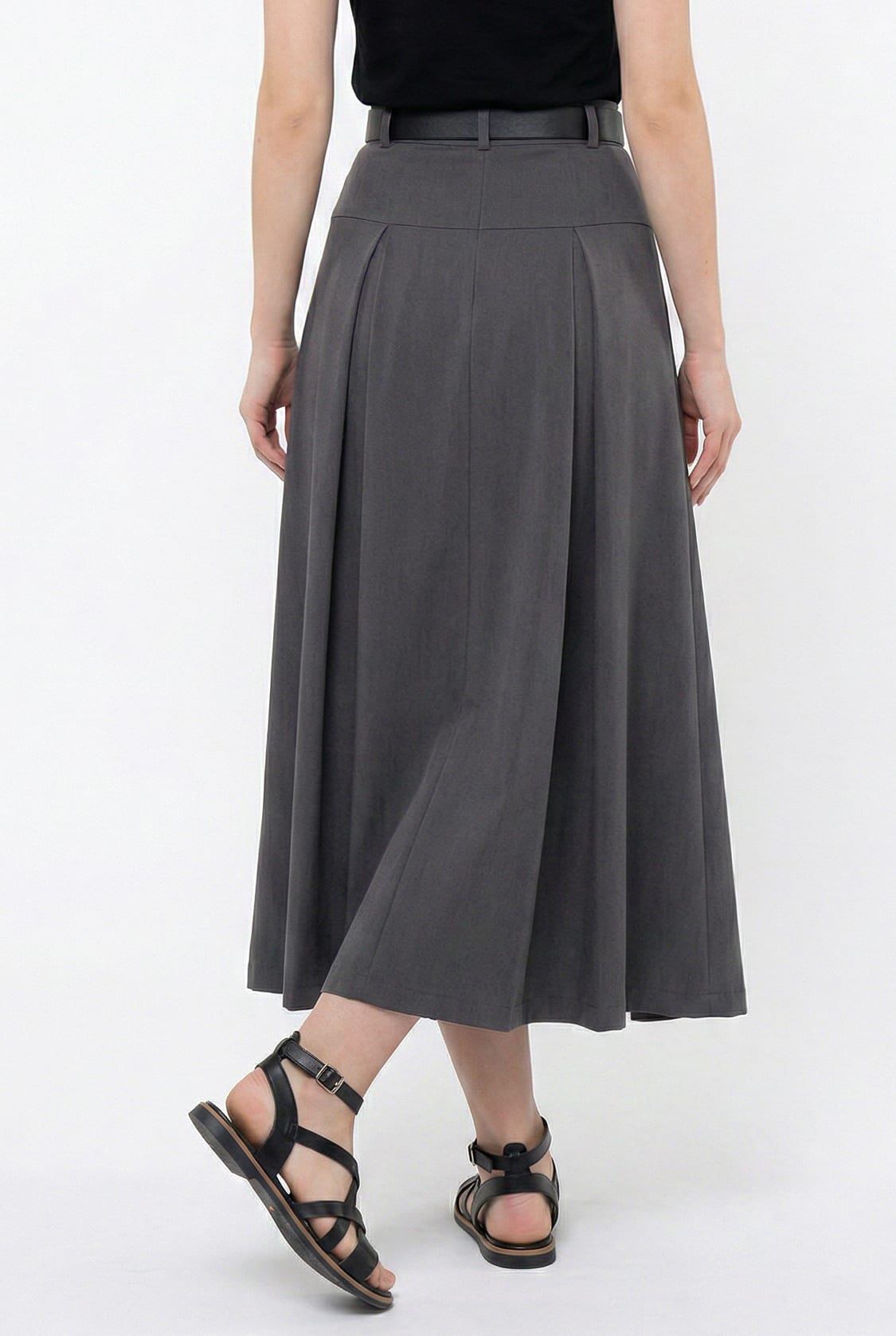 Charcoal Pleated Wide Leg Trousers