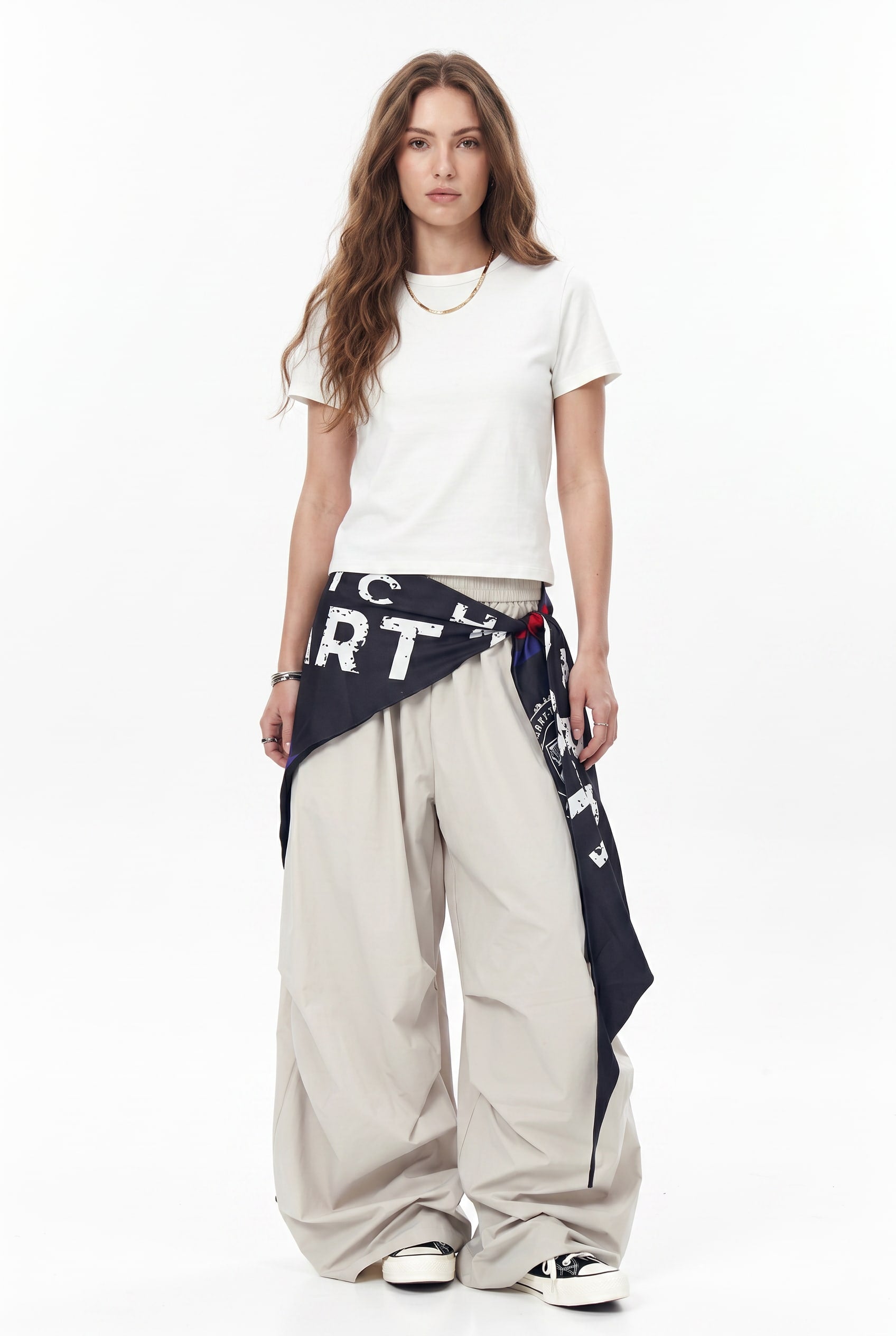 Beige Wide Leg Oversized Trousers