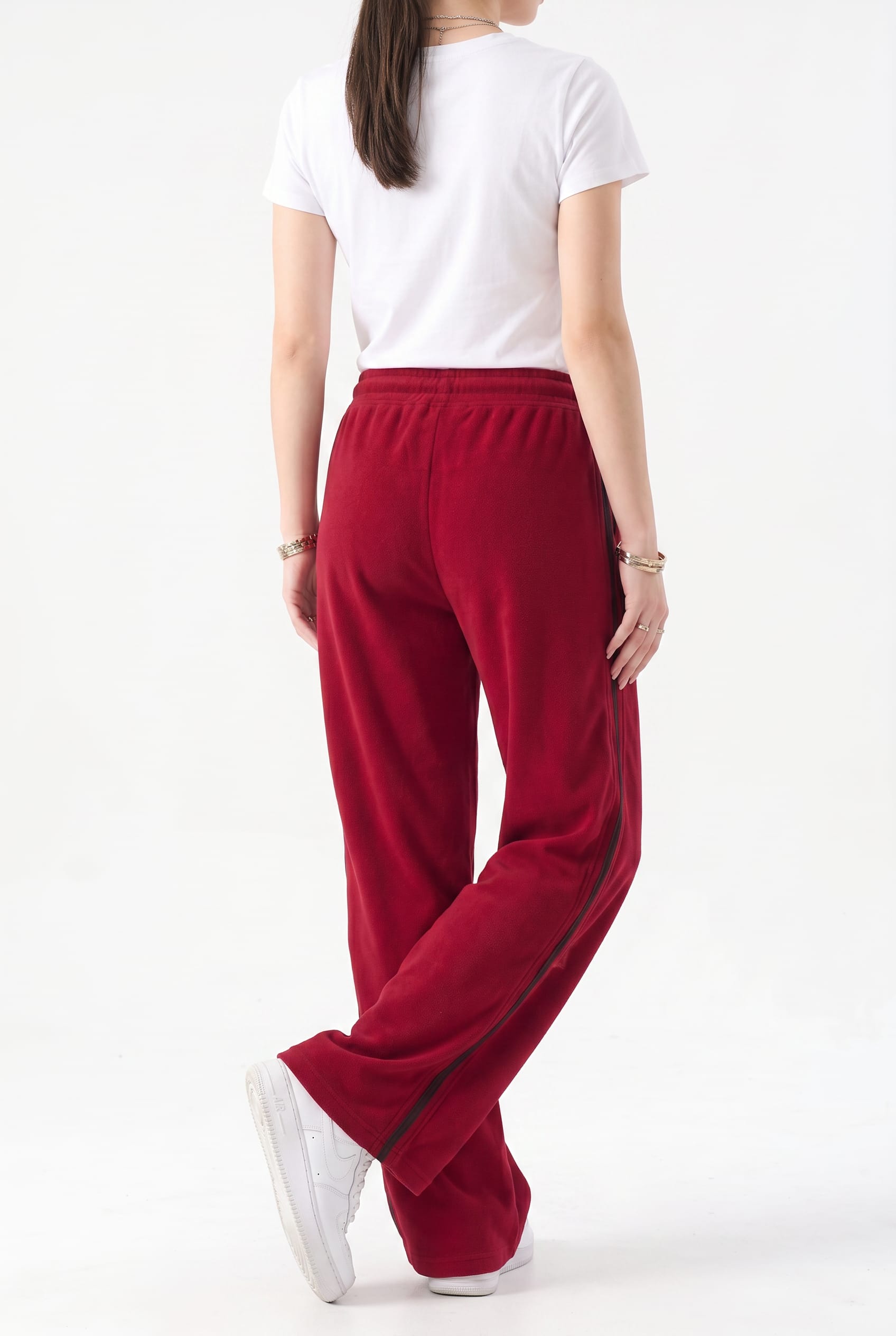 Burgundy Wide Leg Drawstring Trousers