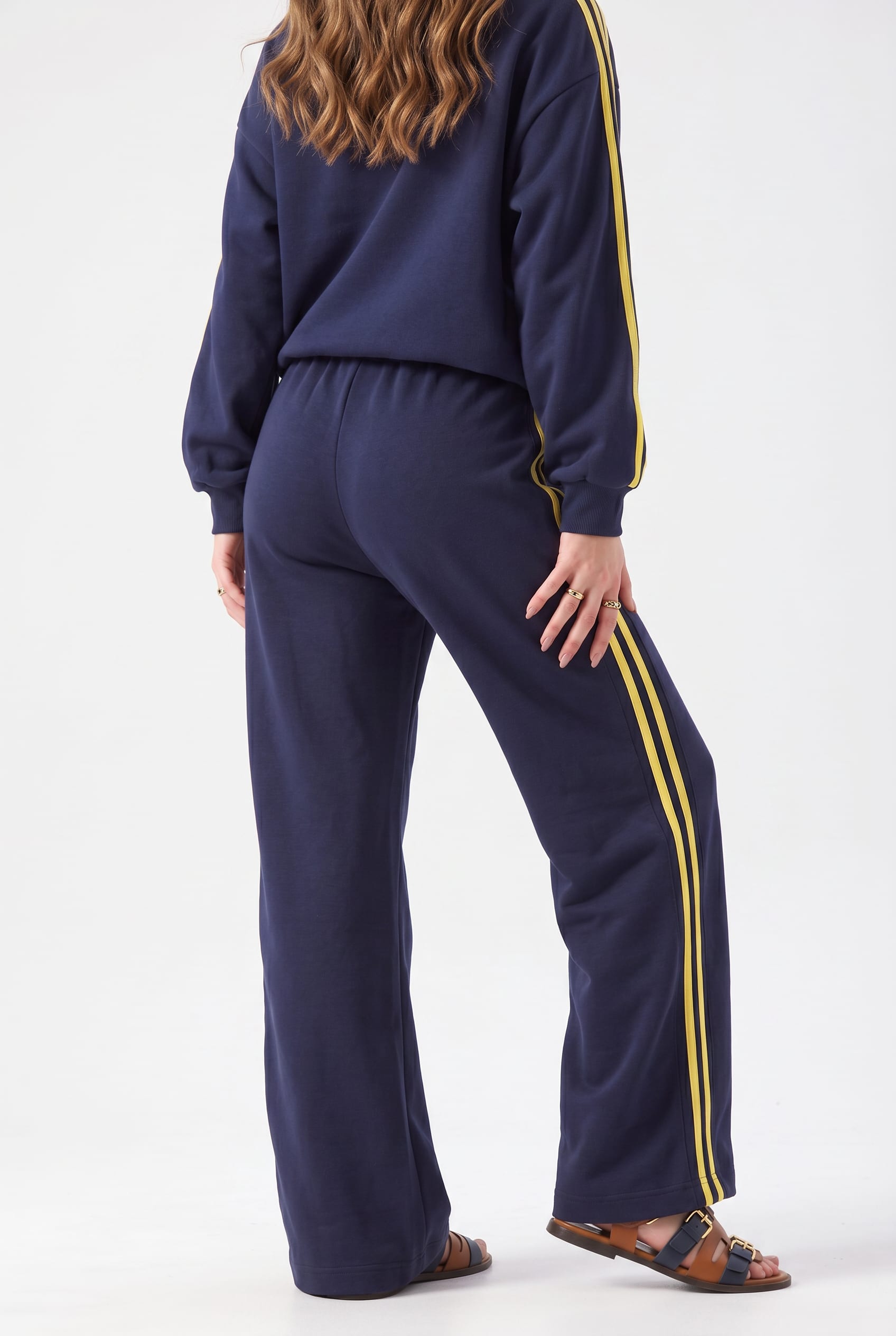 Navy Wide-Leg Track Joggers