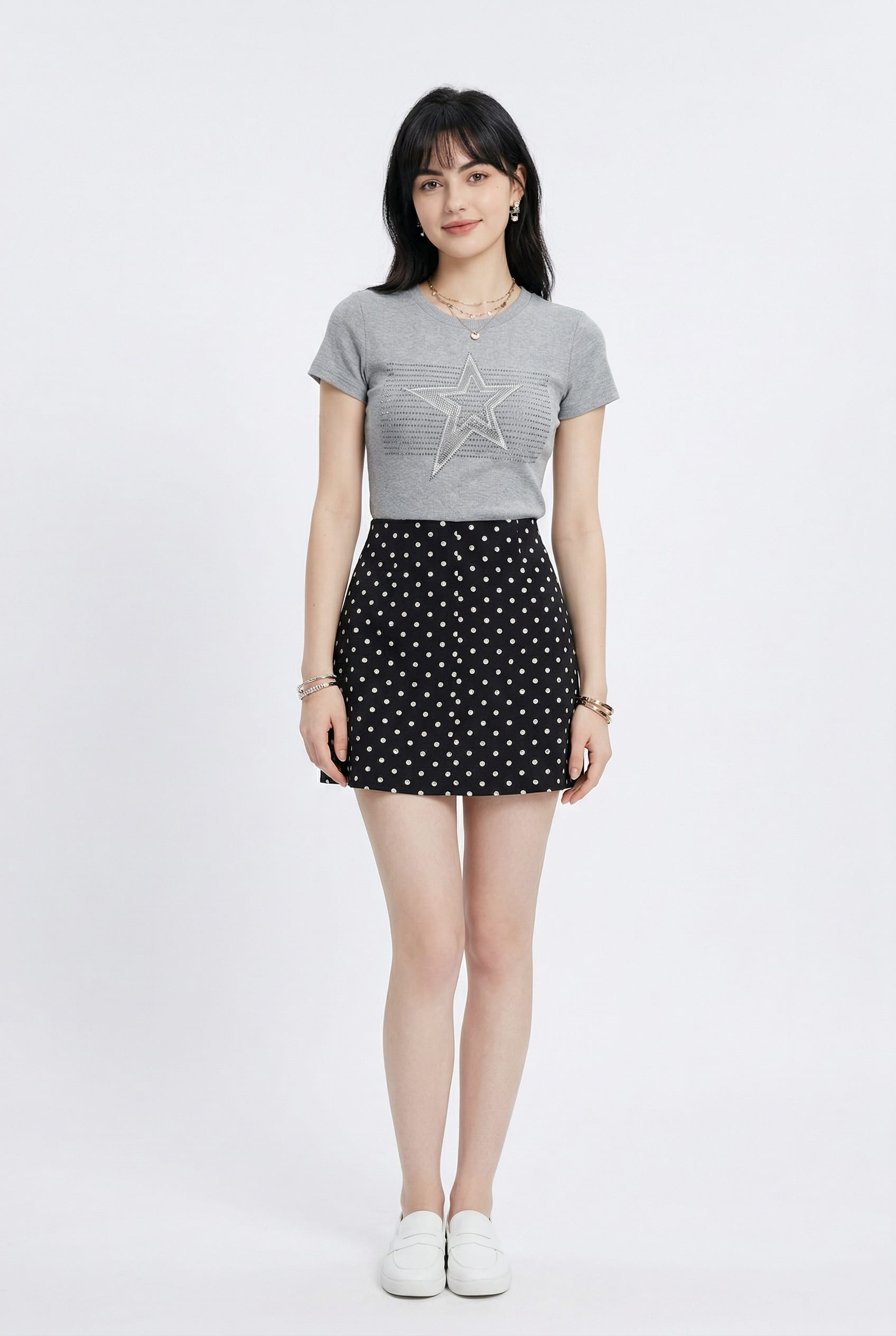 Black Polka Dot Mini Skort