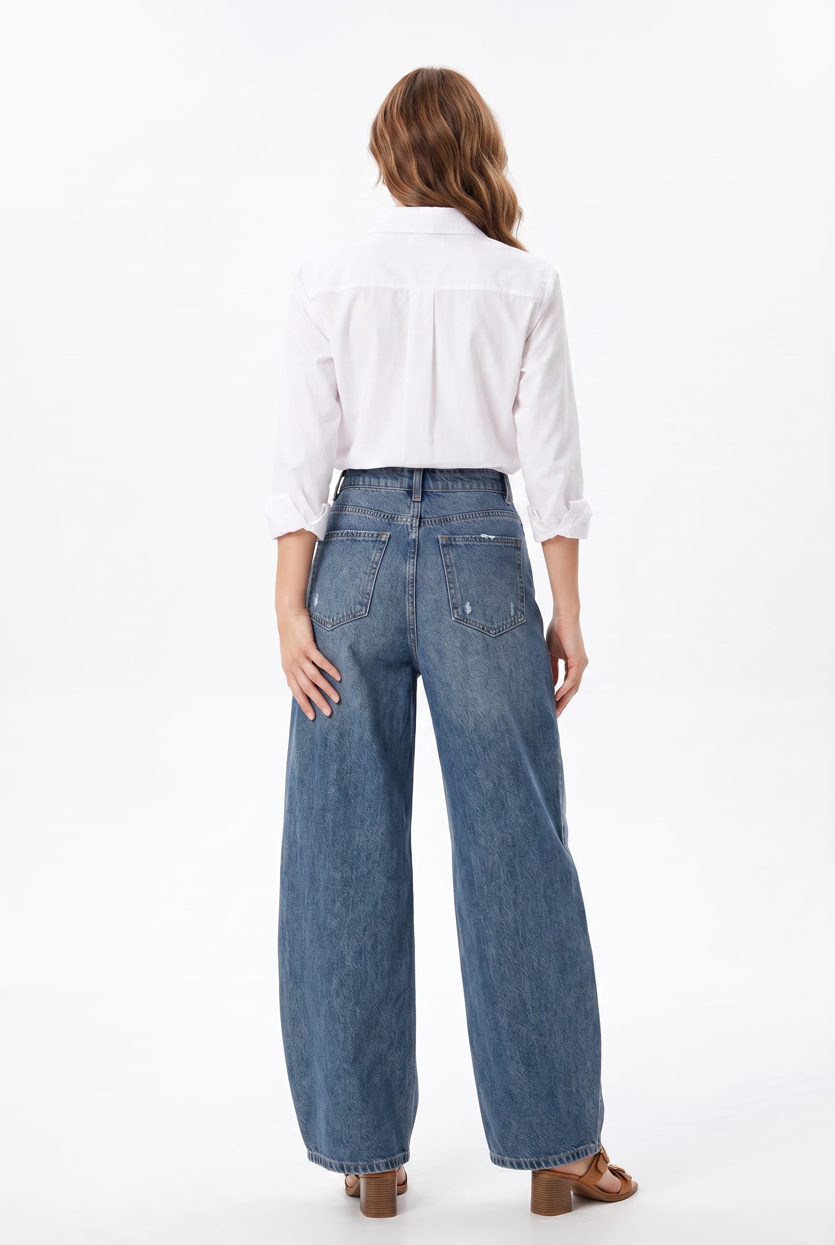 Medium Wash Wide Leg Denim Jeans