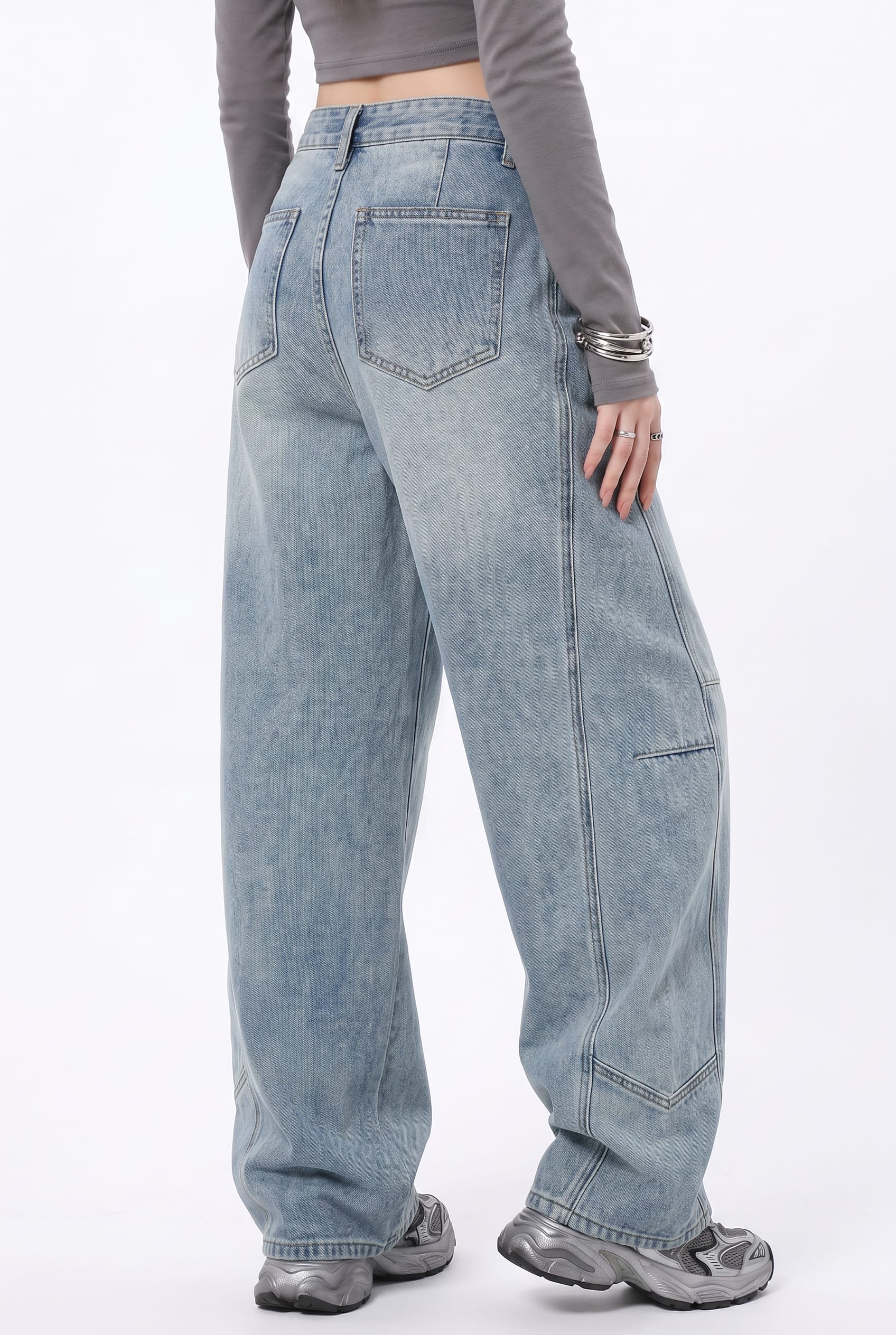 Light Wash Wide Leg Cargo Jeans
