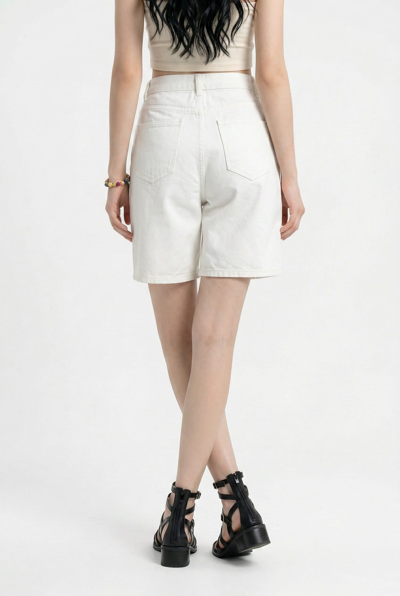 Ivory Denim Bermuda Shorts
