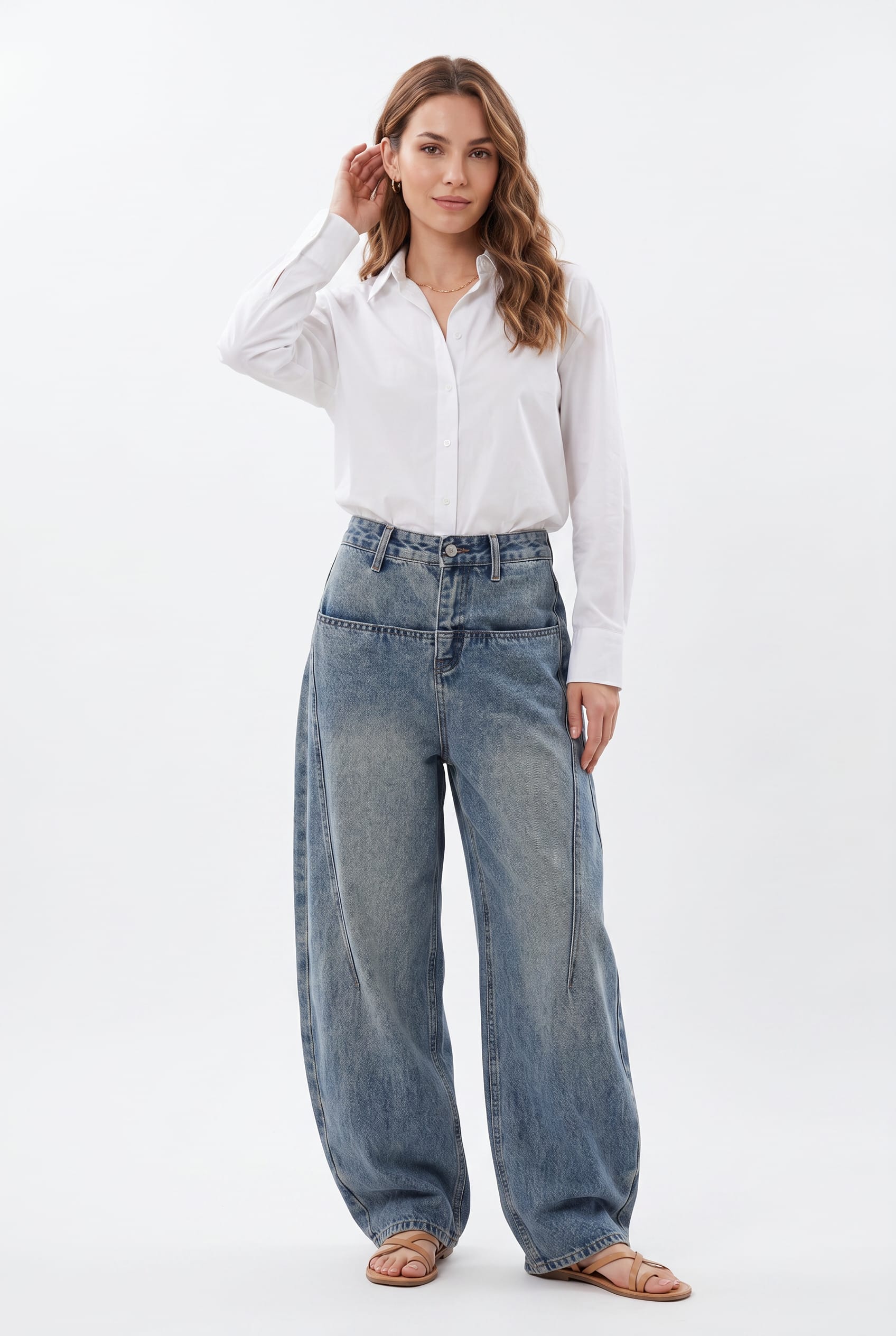 Light Blue Wide Leg Denim Jeans