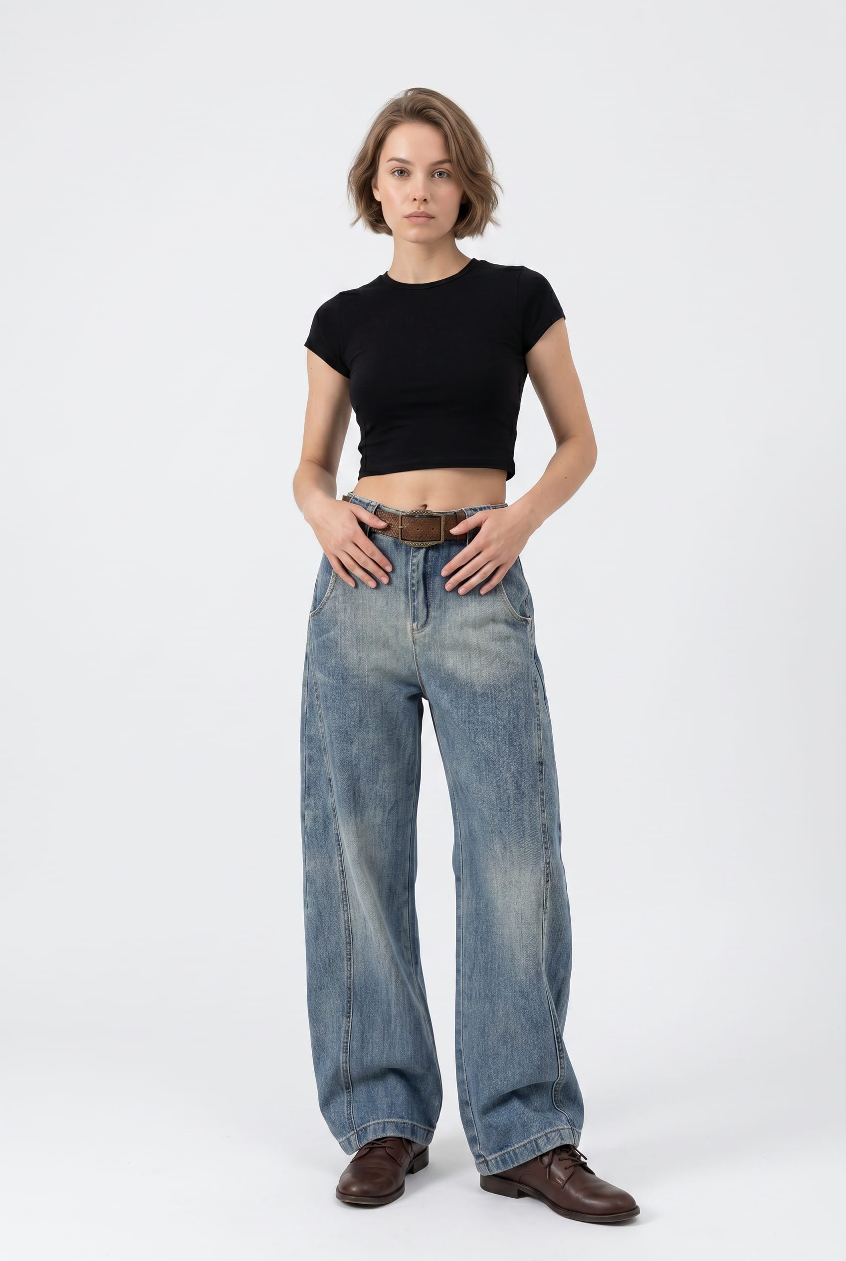 Light Wash Wide Leg Denim Jeans