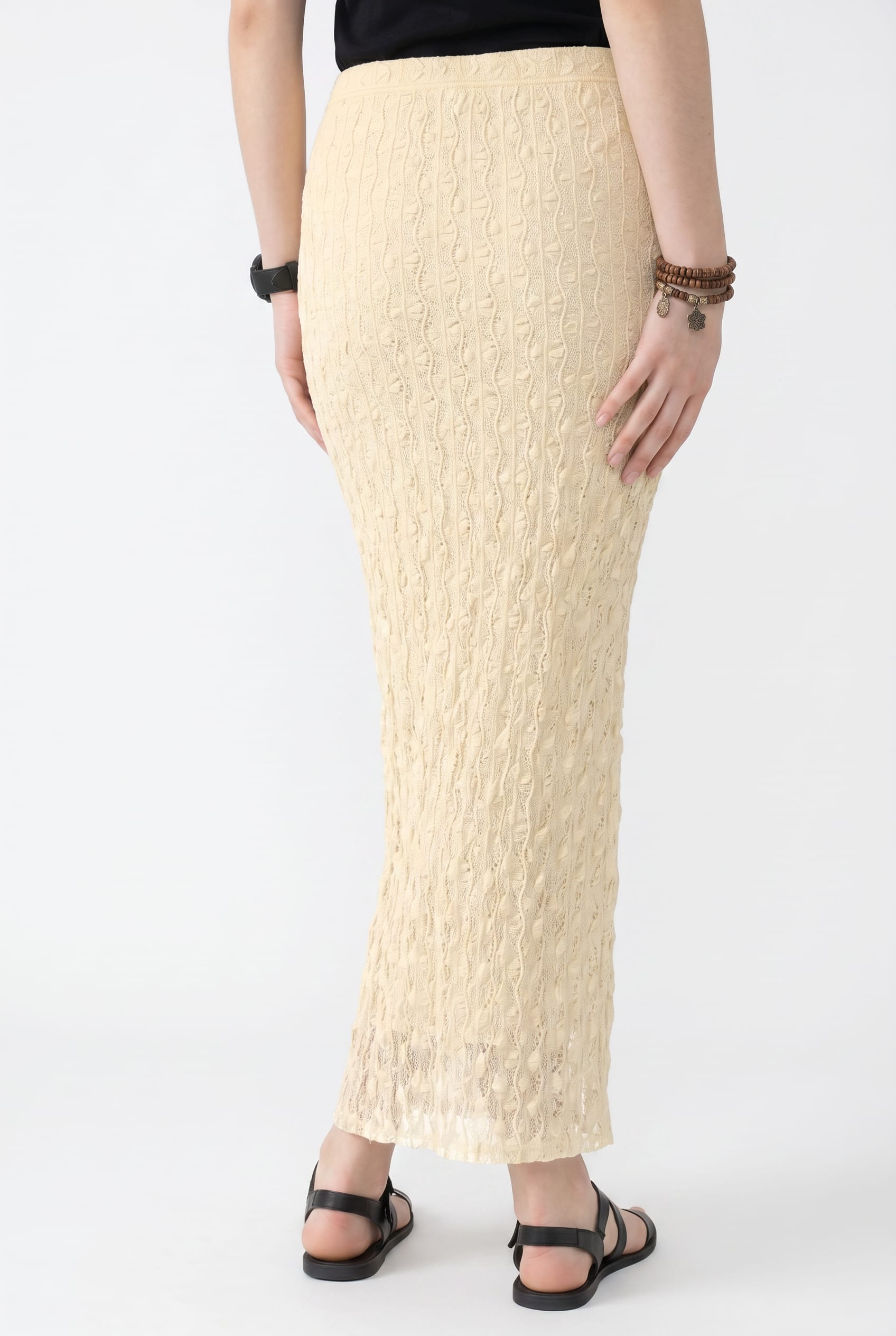 Cream Cable Knit Maxi Skirt