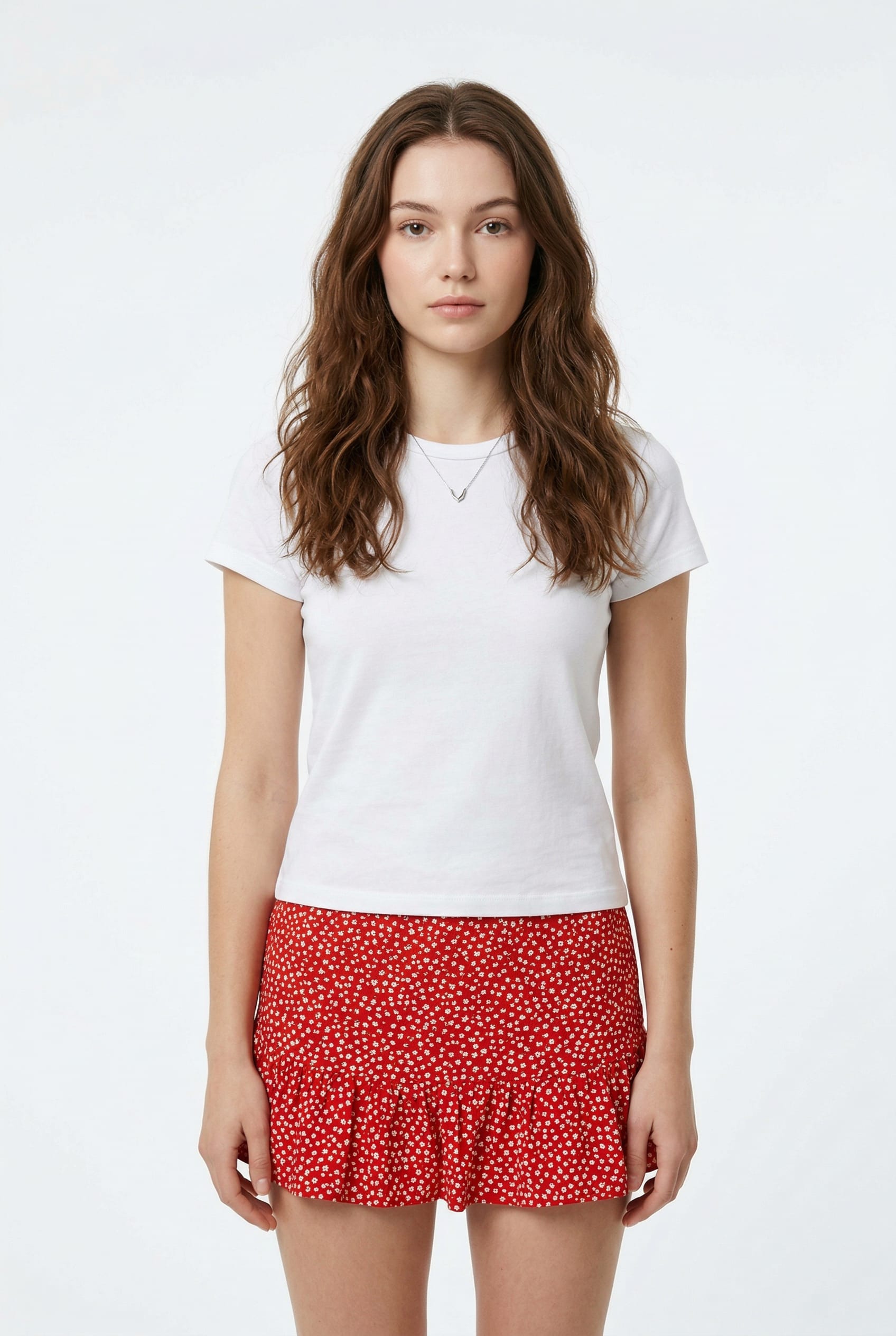 Red Floral Dot Ruffle Shorts