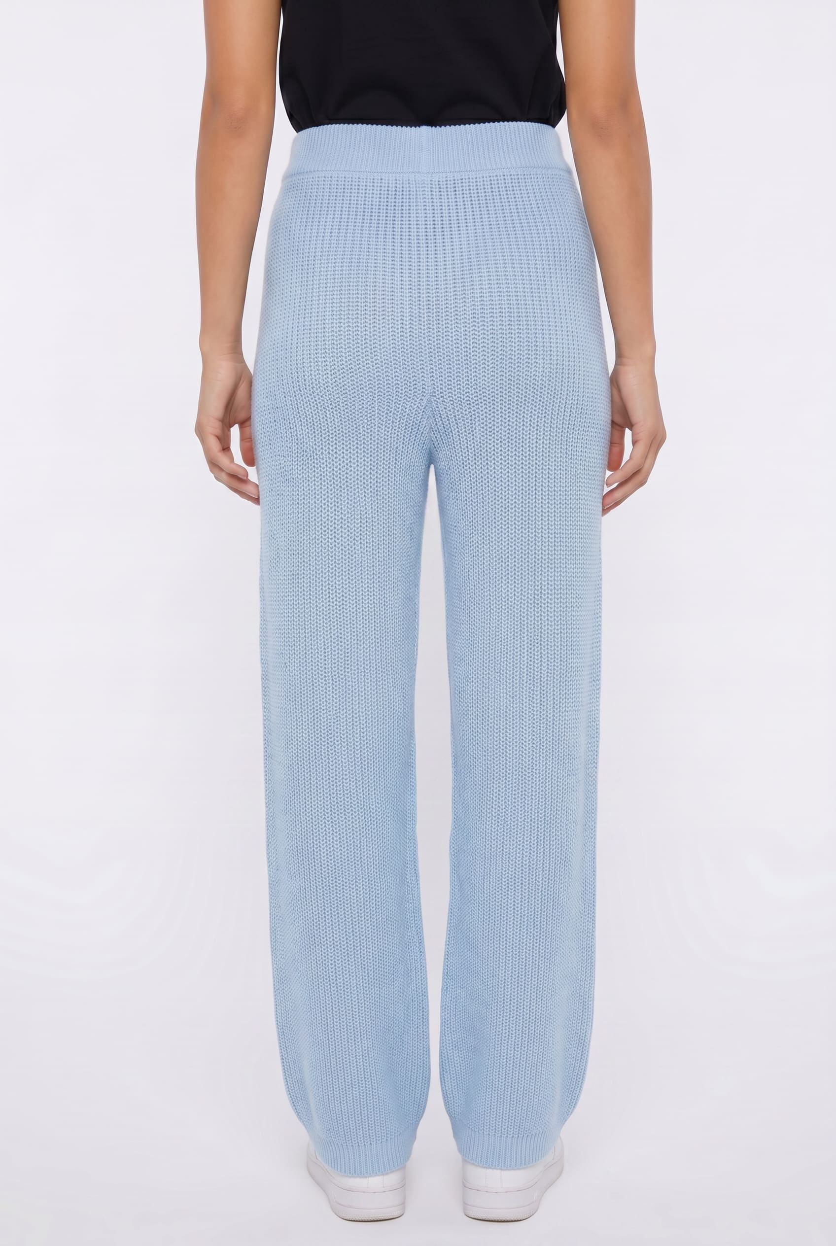 Sky Blue Knitted Wide Leg Trousers