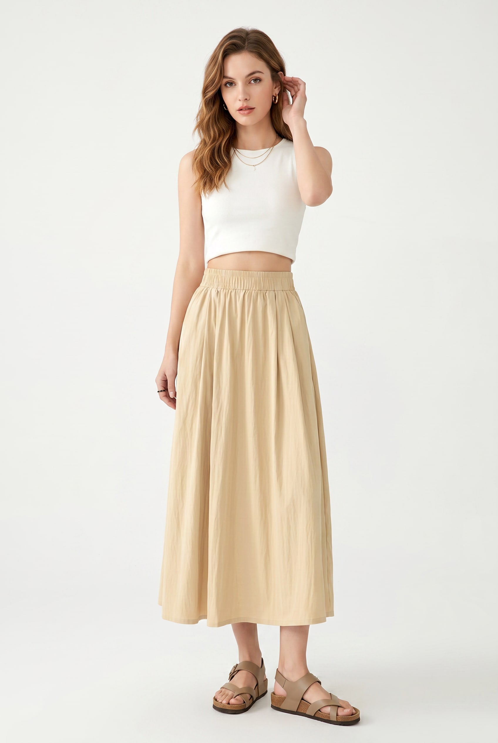 Butter Yellow Gathered Midi Skirt