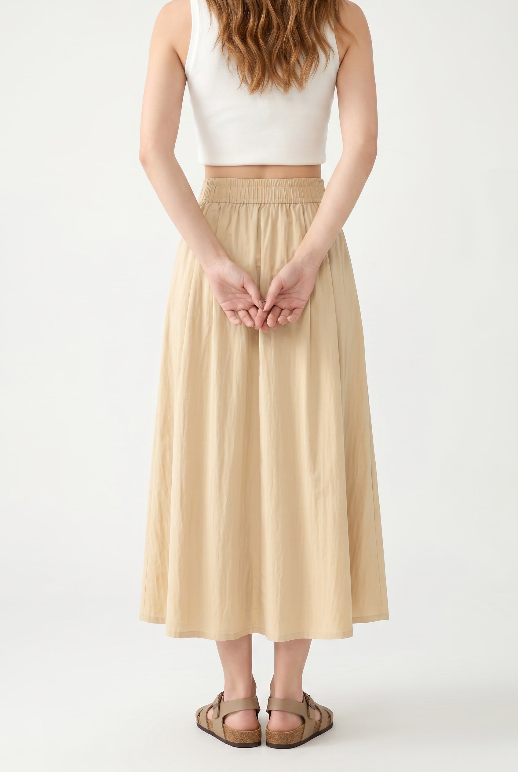 Butter Yellow Gathered Midi Skirt