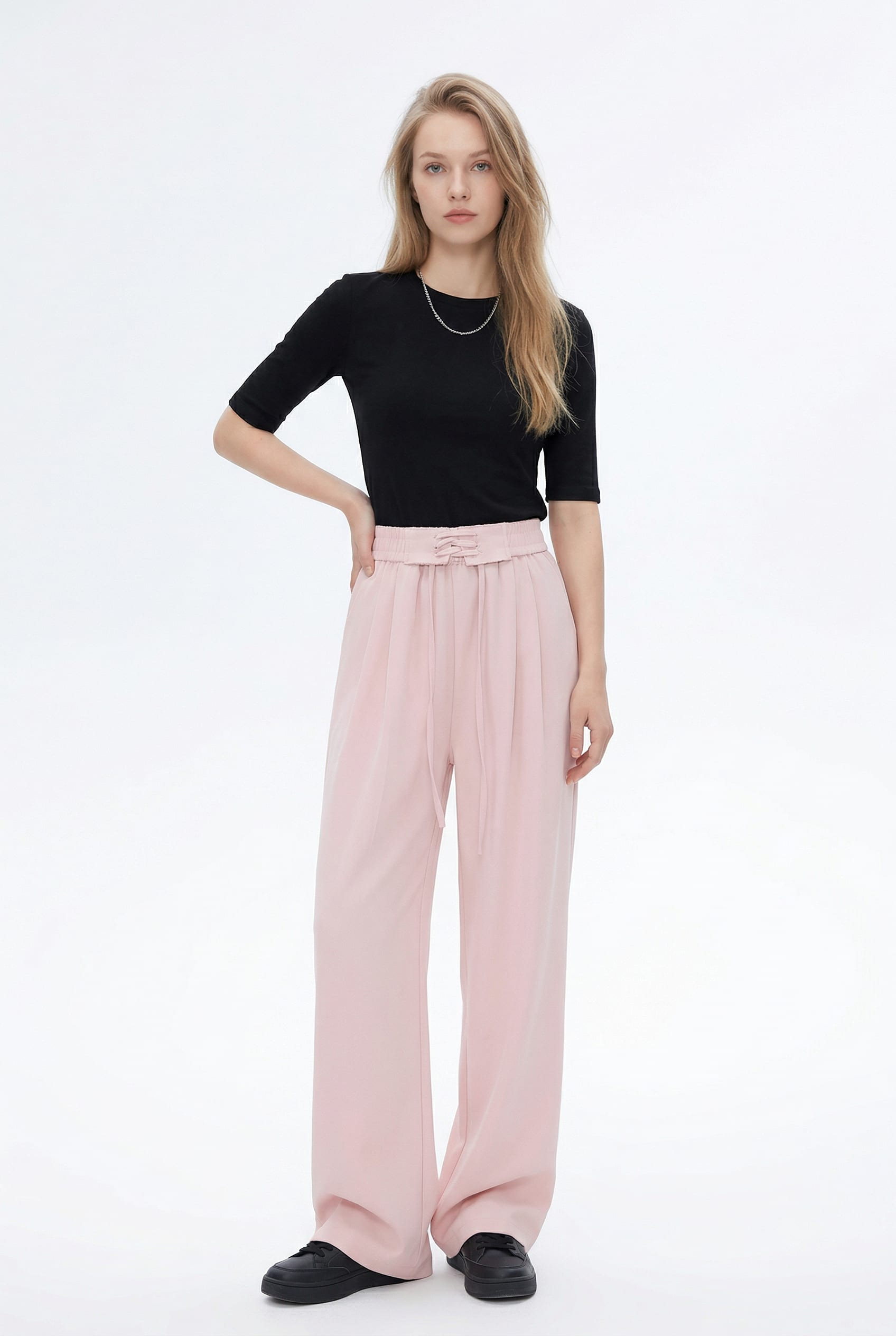 Blush Pink Wide Leg Trousers