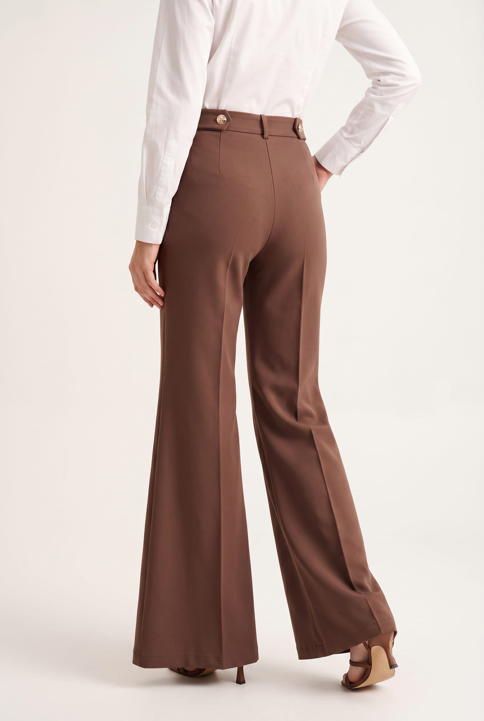 Chocolate Brown Wide Leg Tailored Trousers