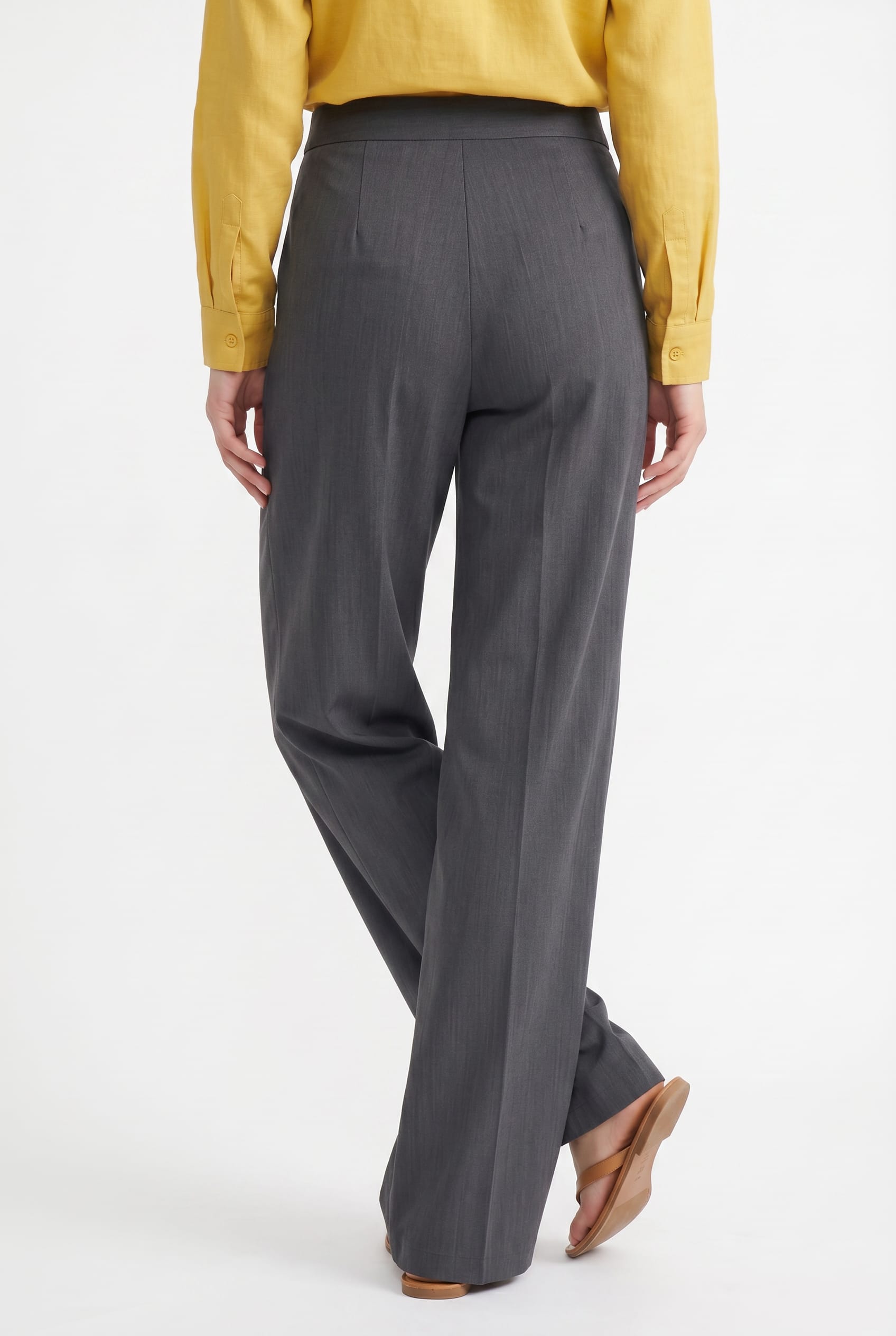 Charcoal Grey Wide Leg Tailored Trousers