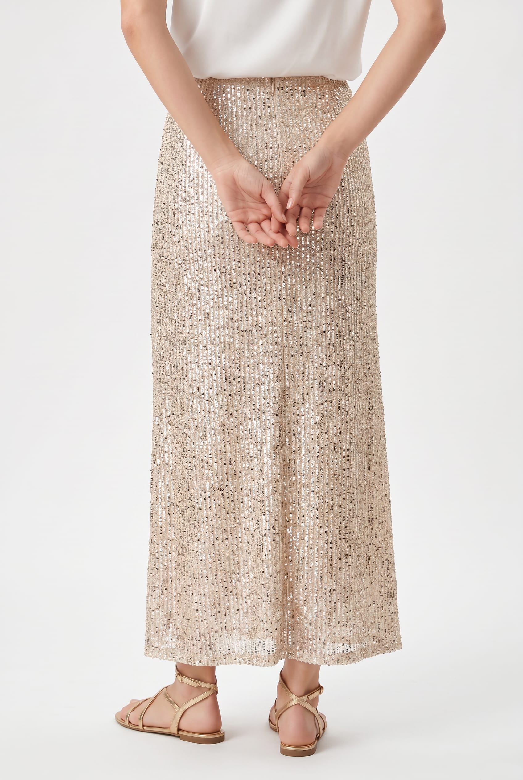 Champagne Sequin Maxi Skirt