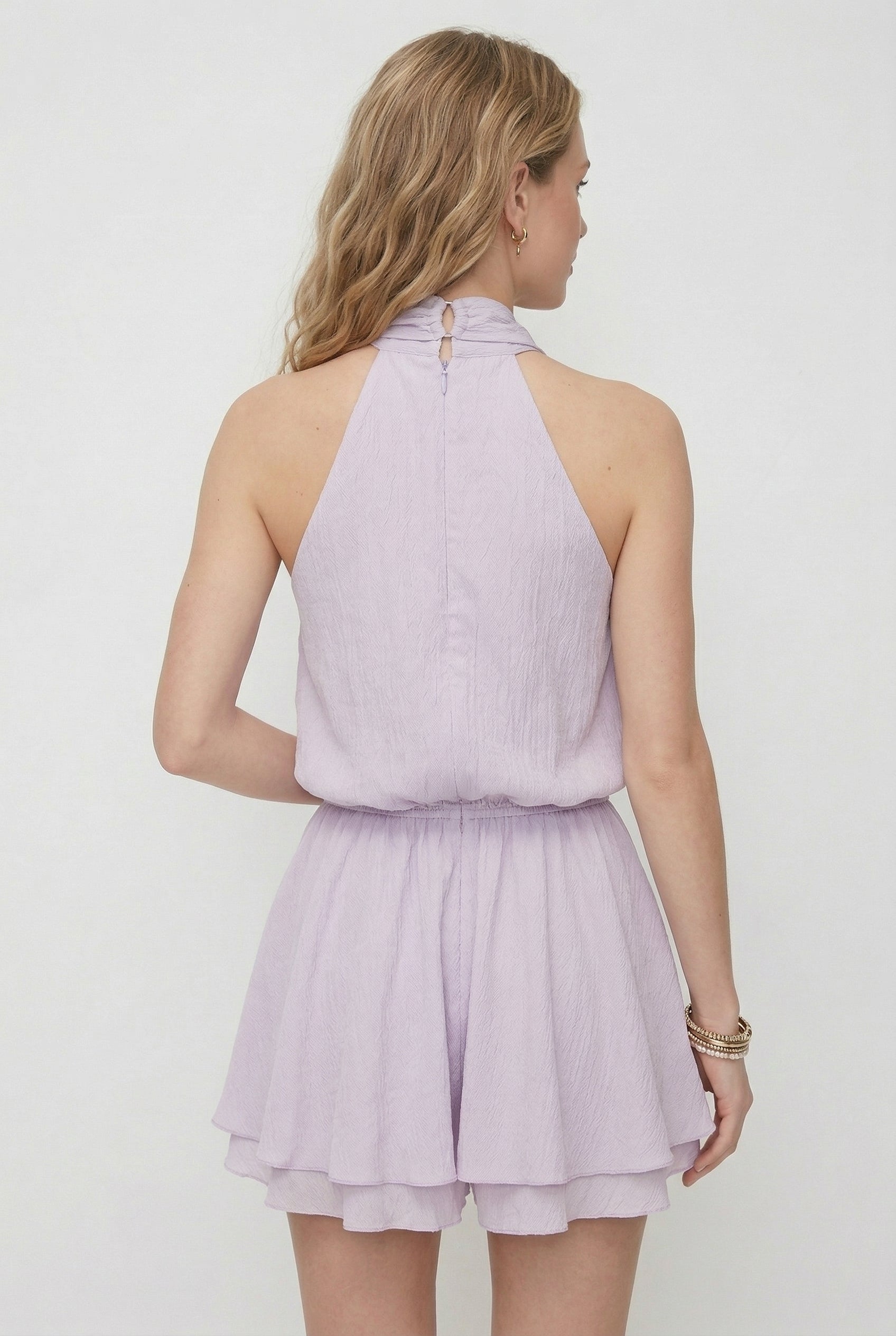 Lilac Halter Neck Mini Dress
