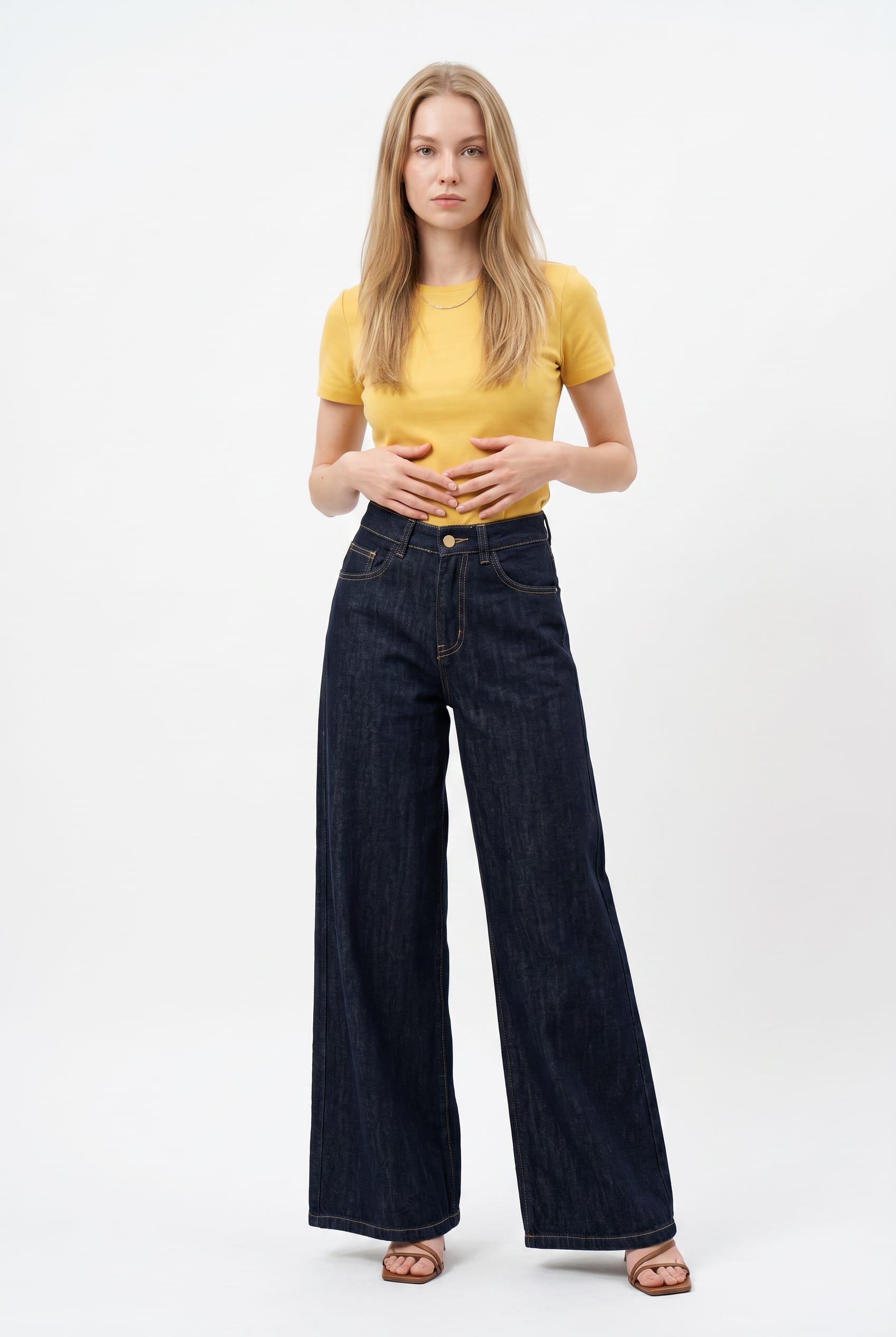 Dark Indigo Denim Wide Leg Jeans