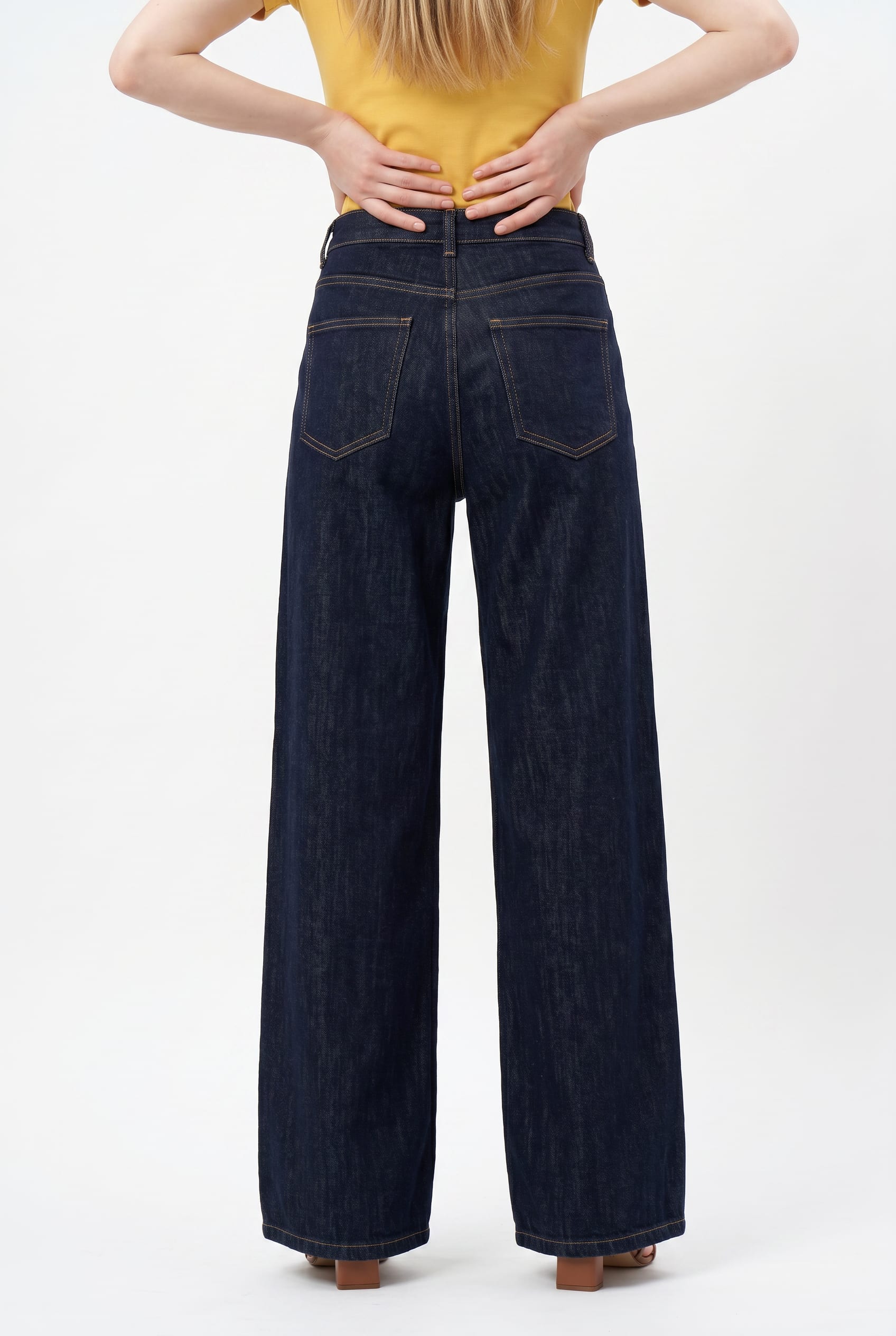 Dark Indigo Denim Wide Leg Jeans