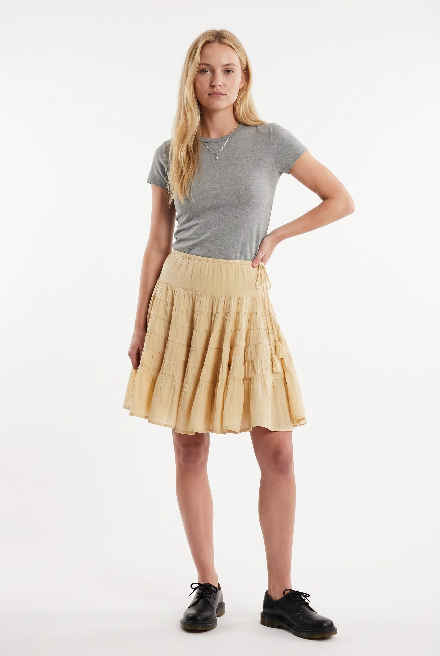 Butter Yellow Tiered Mini Skirt