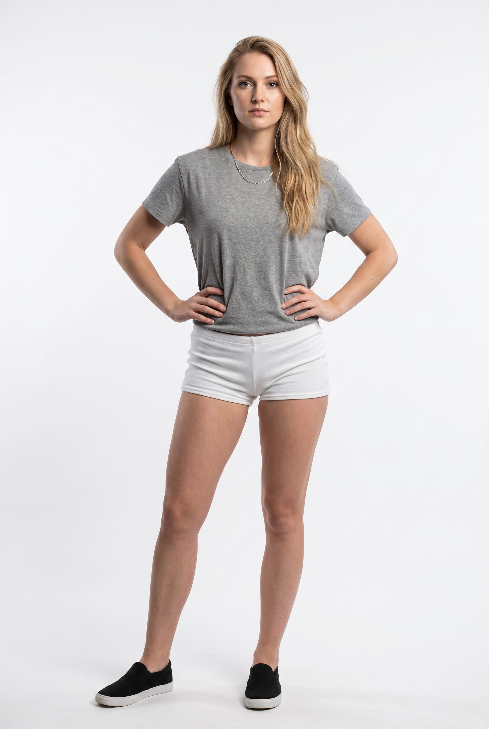 White Mid-Rise Essential Cotton Shorts