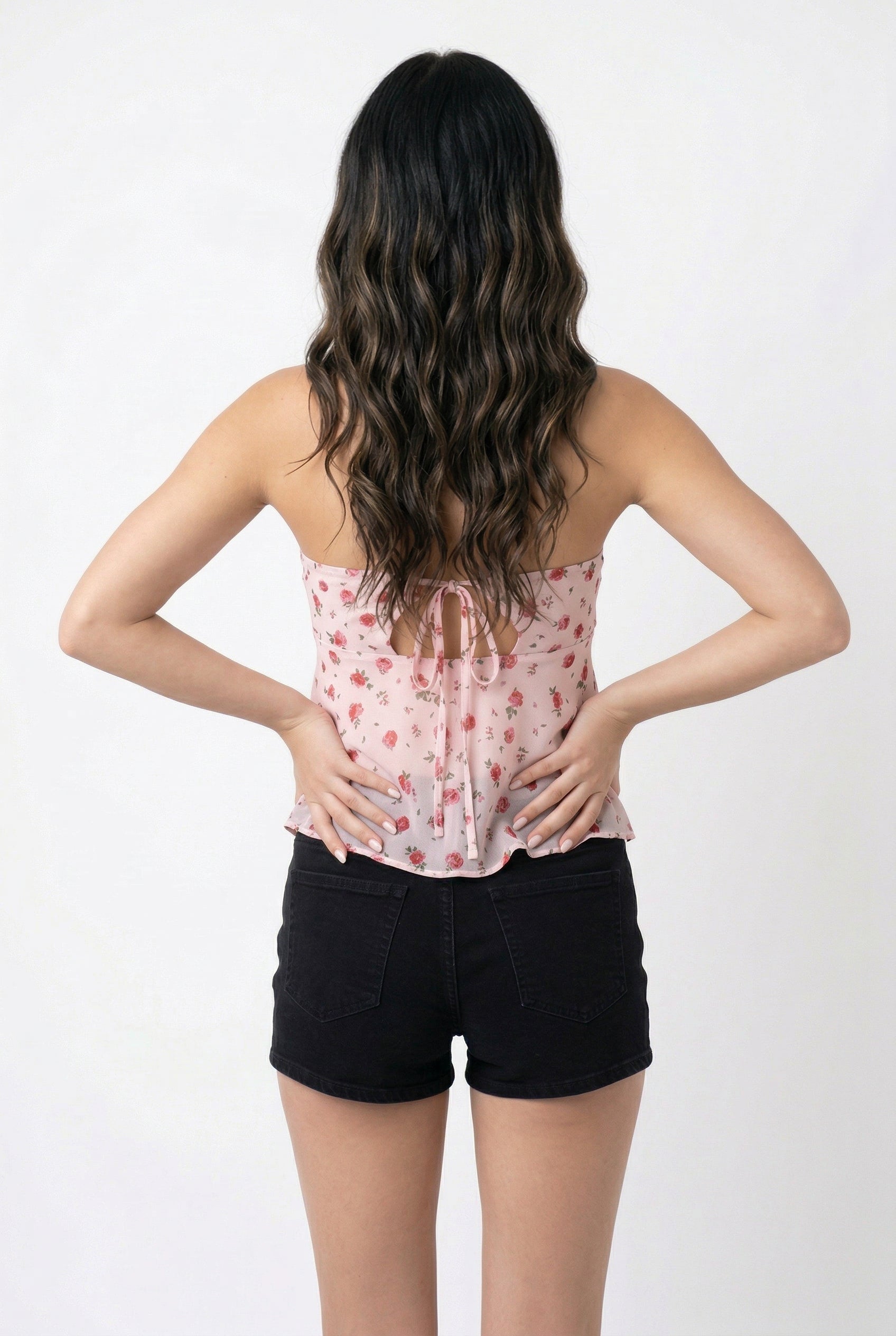 Blush Floral Tie-Back Corset Top