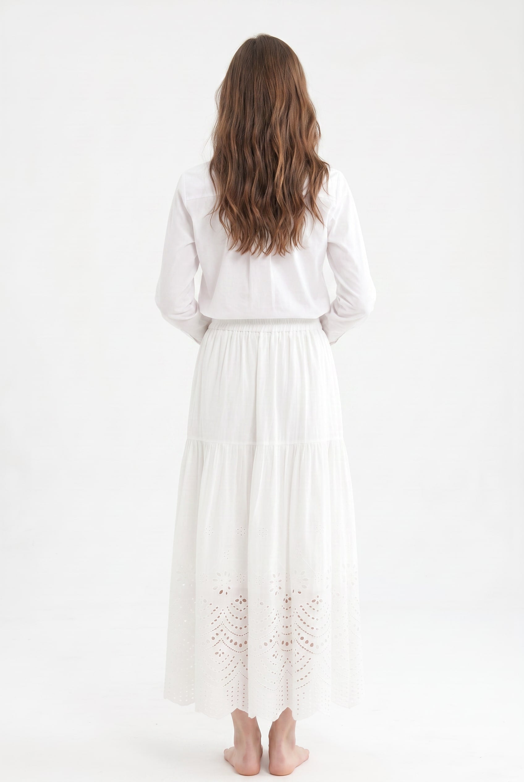 White Broderie Anglaise Maxi Skirt