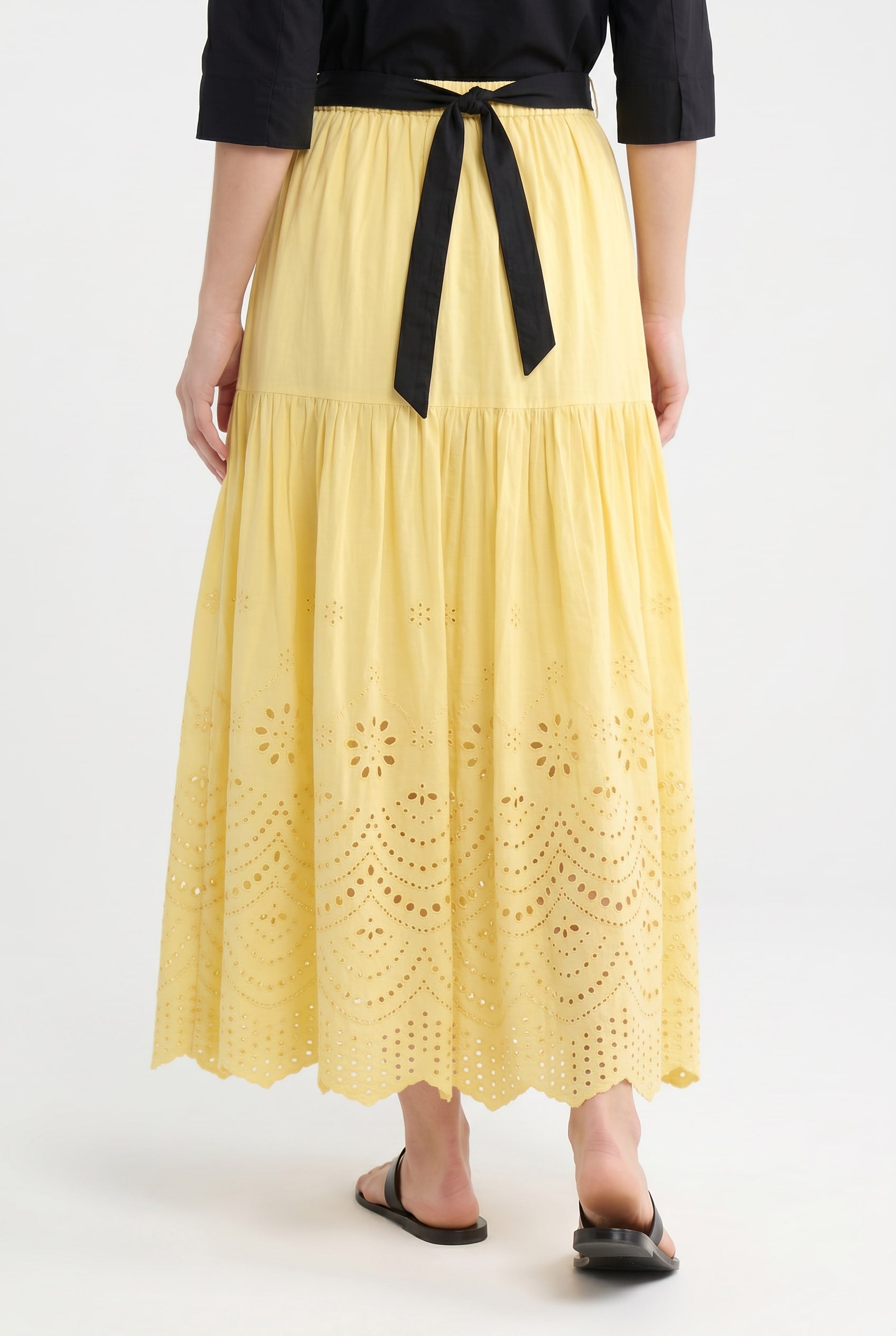 Lemon Yellow Broderie Anglaise Maxi Skirt