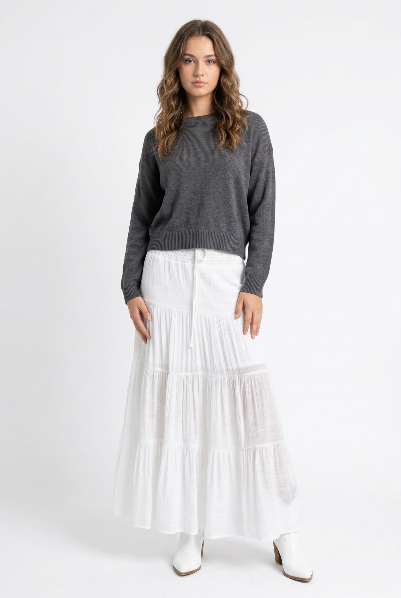 White Tiered Maxi Skirt